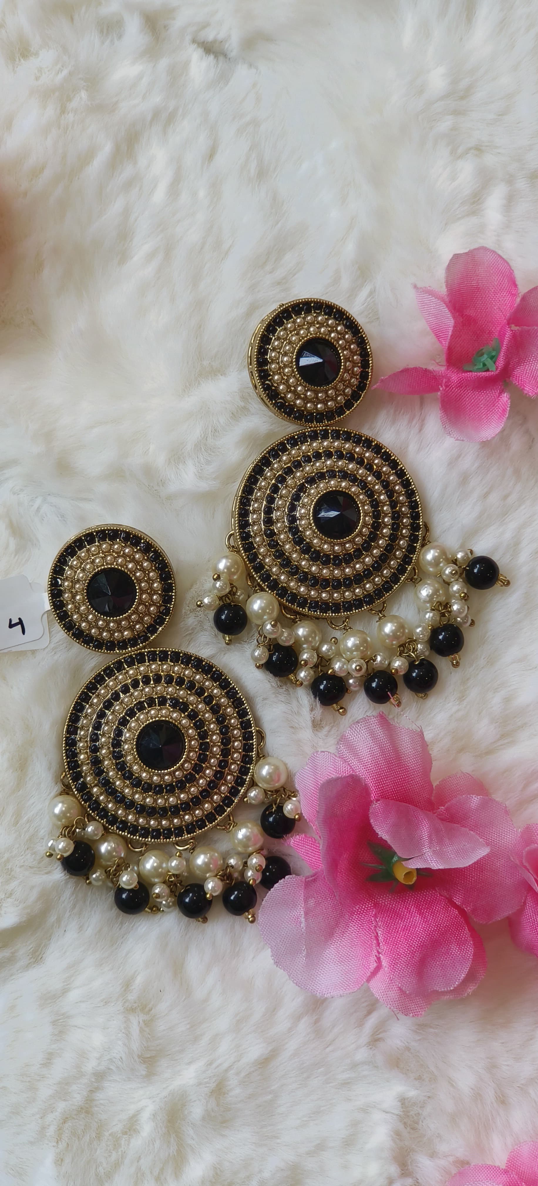 Fancy Pearl Jhumka With Beads-