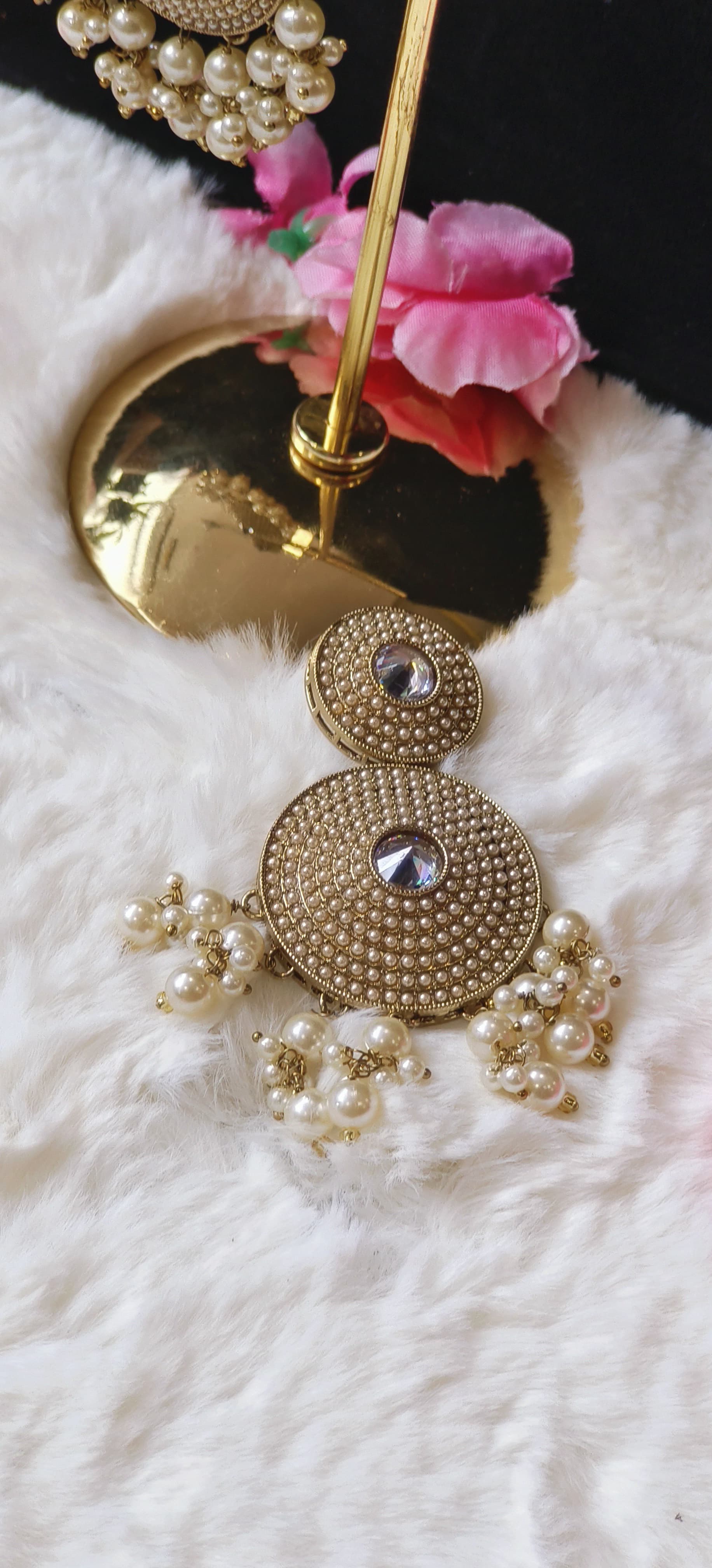 Fancy Pearl Jhumka With Beads-