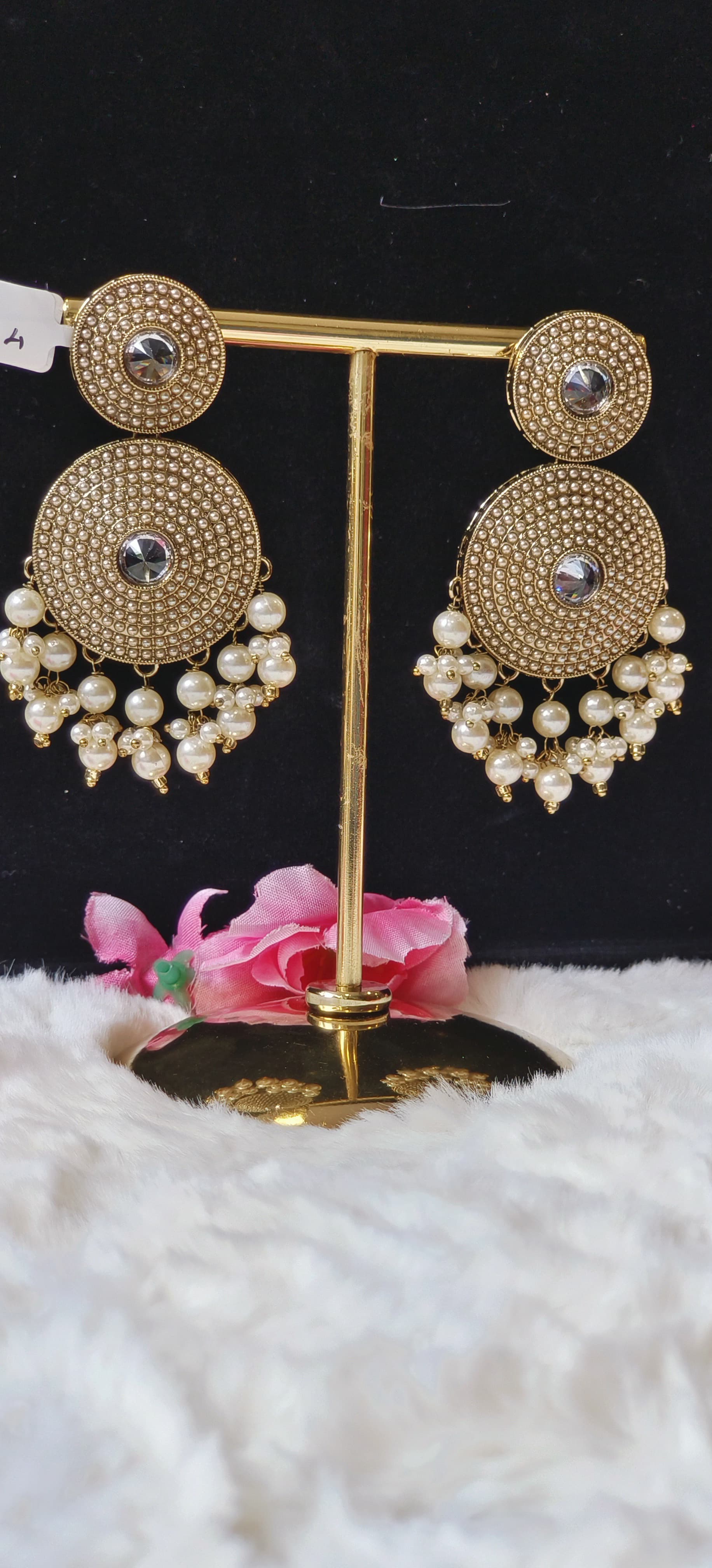 Fancy Pearl Jhumka With Beads-