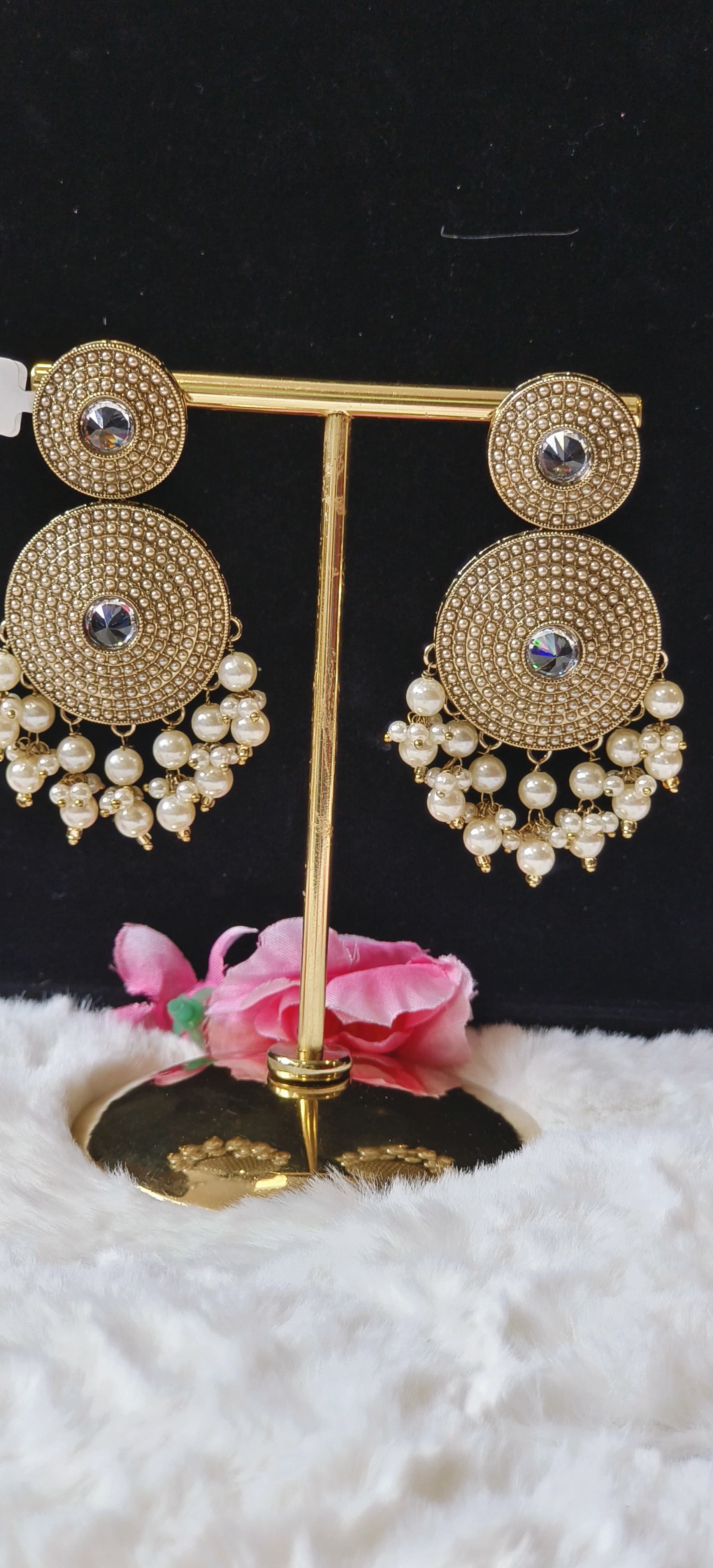 Fancy Pearl Jhumka With Beads-