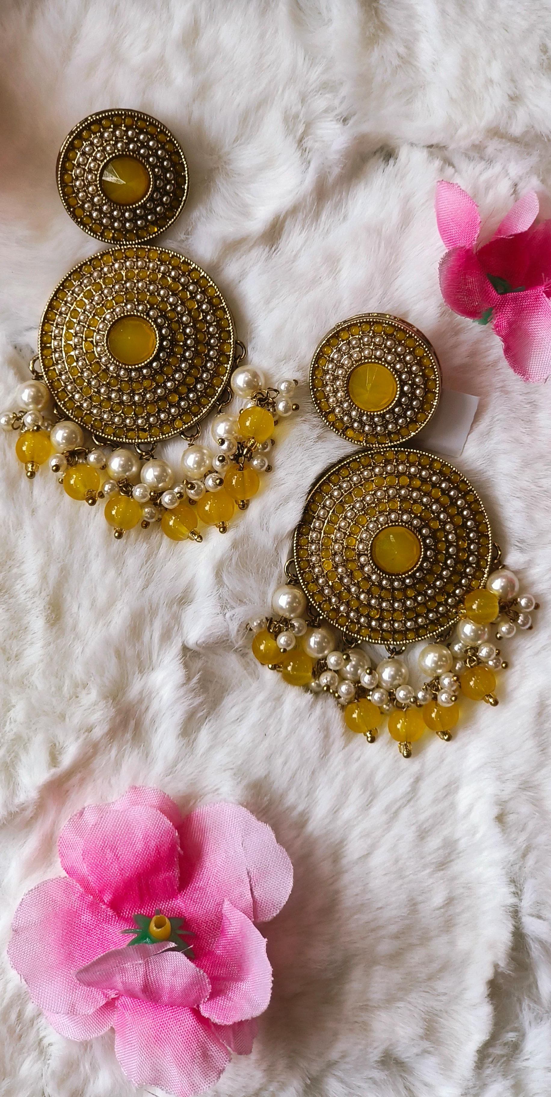 Fancy Pearl Jhumka With Beads-