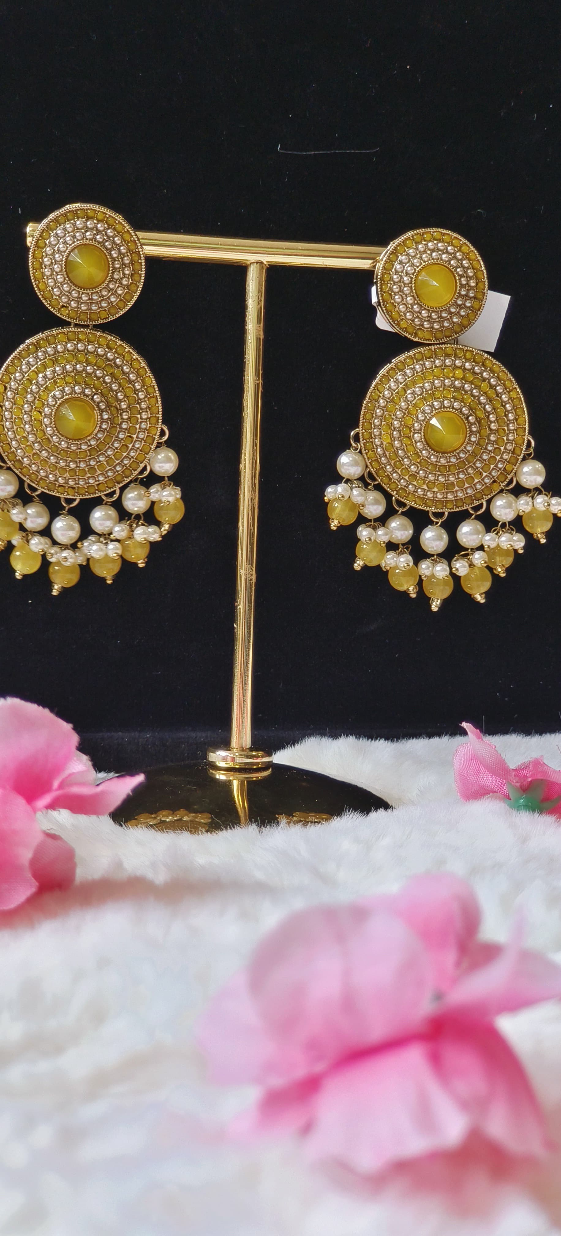 Fancy Pearl Jhumka With Beads-