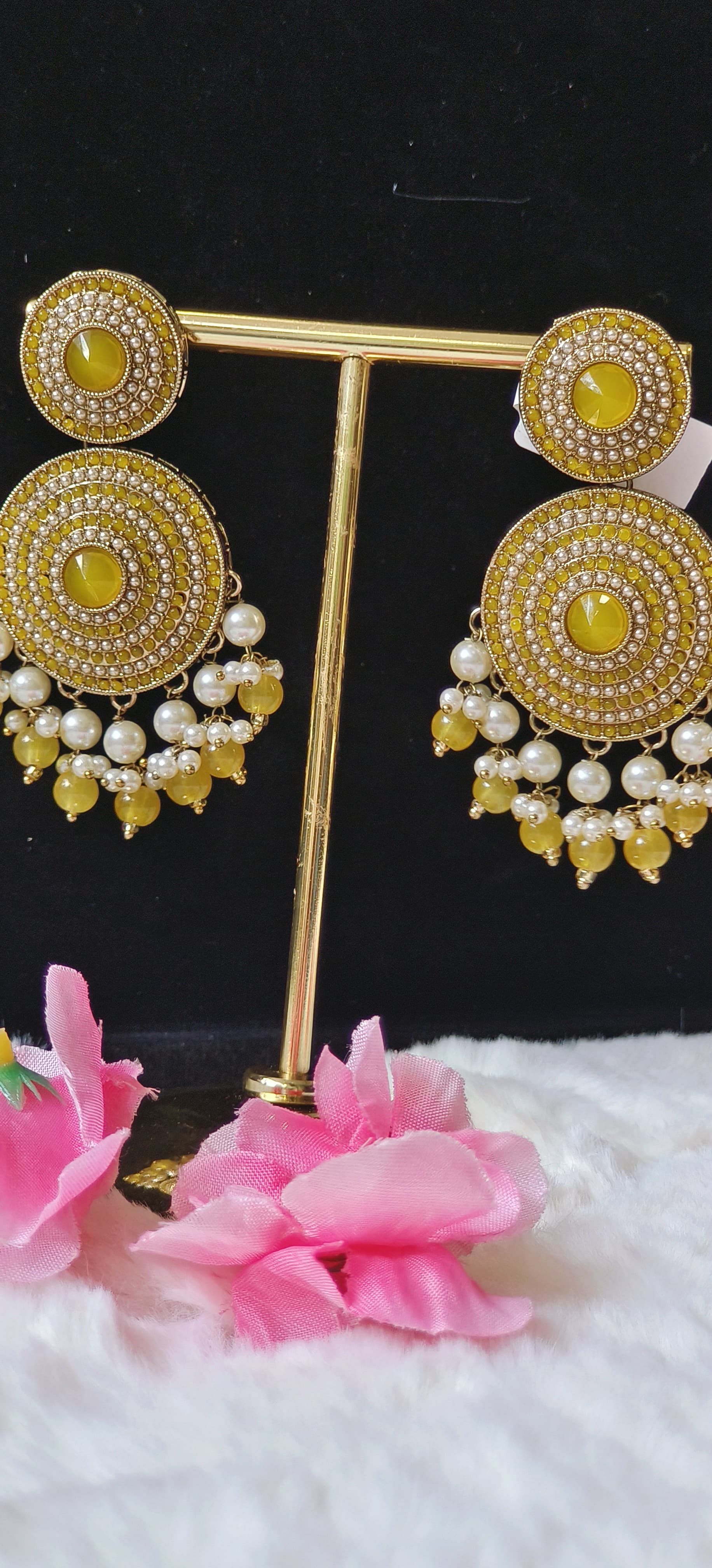 Fancy Pearl Jhumka With Beads-