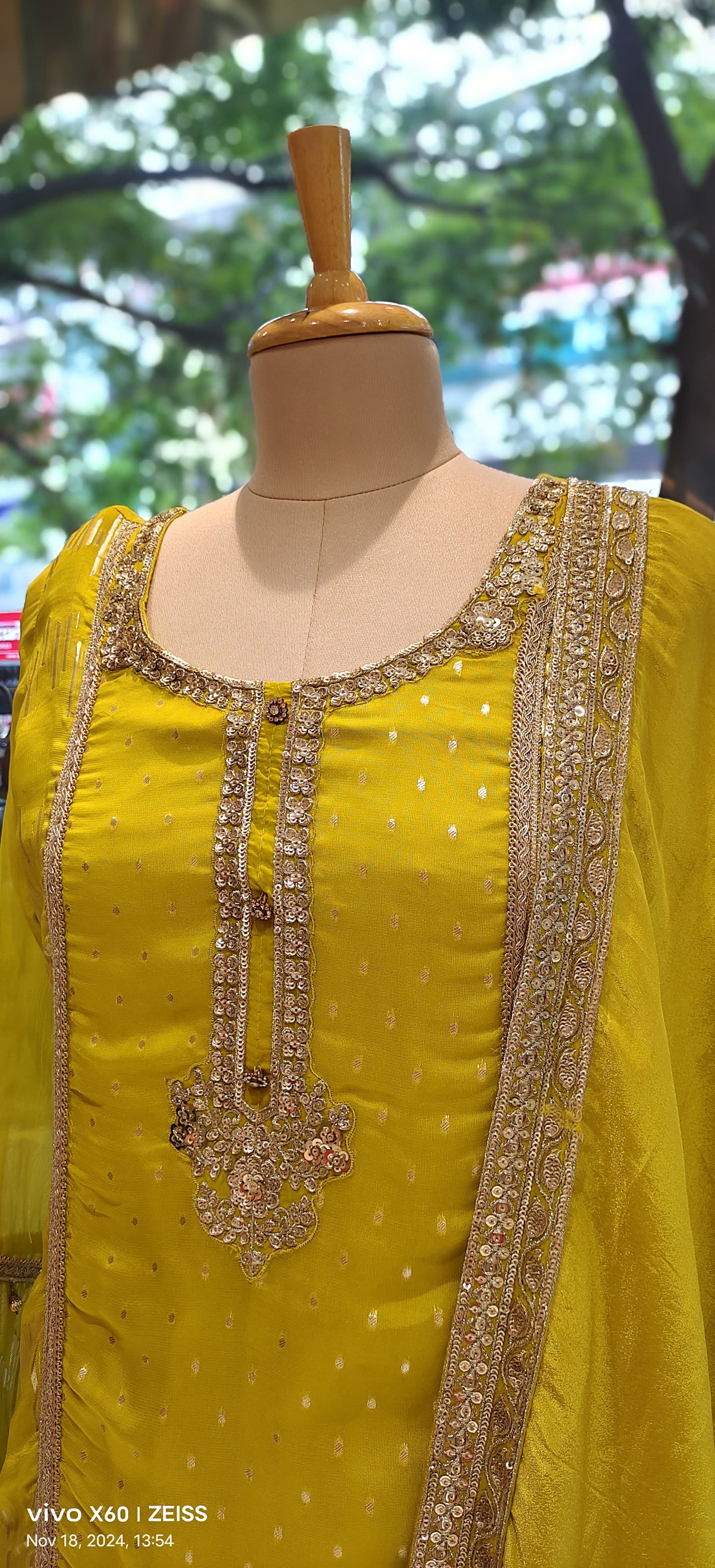 Party Wear Shimmer Tissue Embroidered Top with Loose Pants With Dupatta