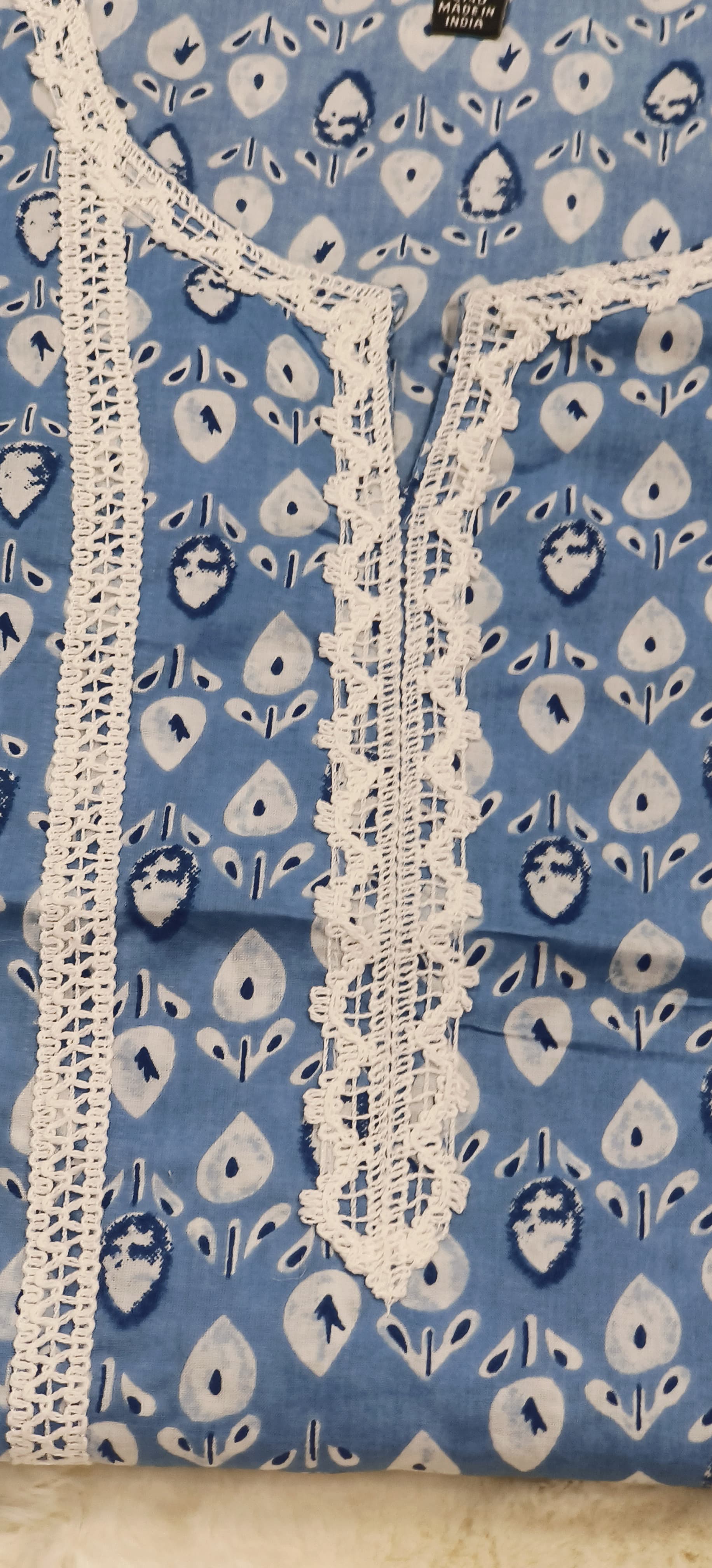 Cotton Blue Printed only kurti