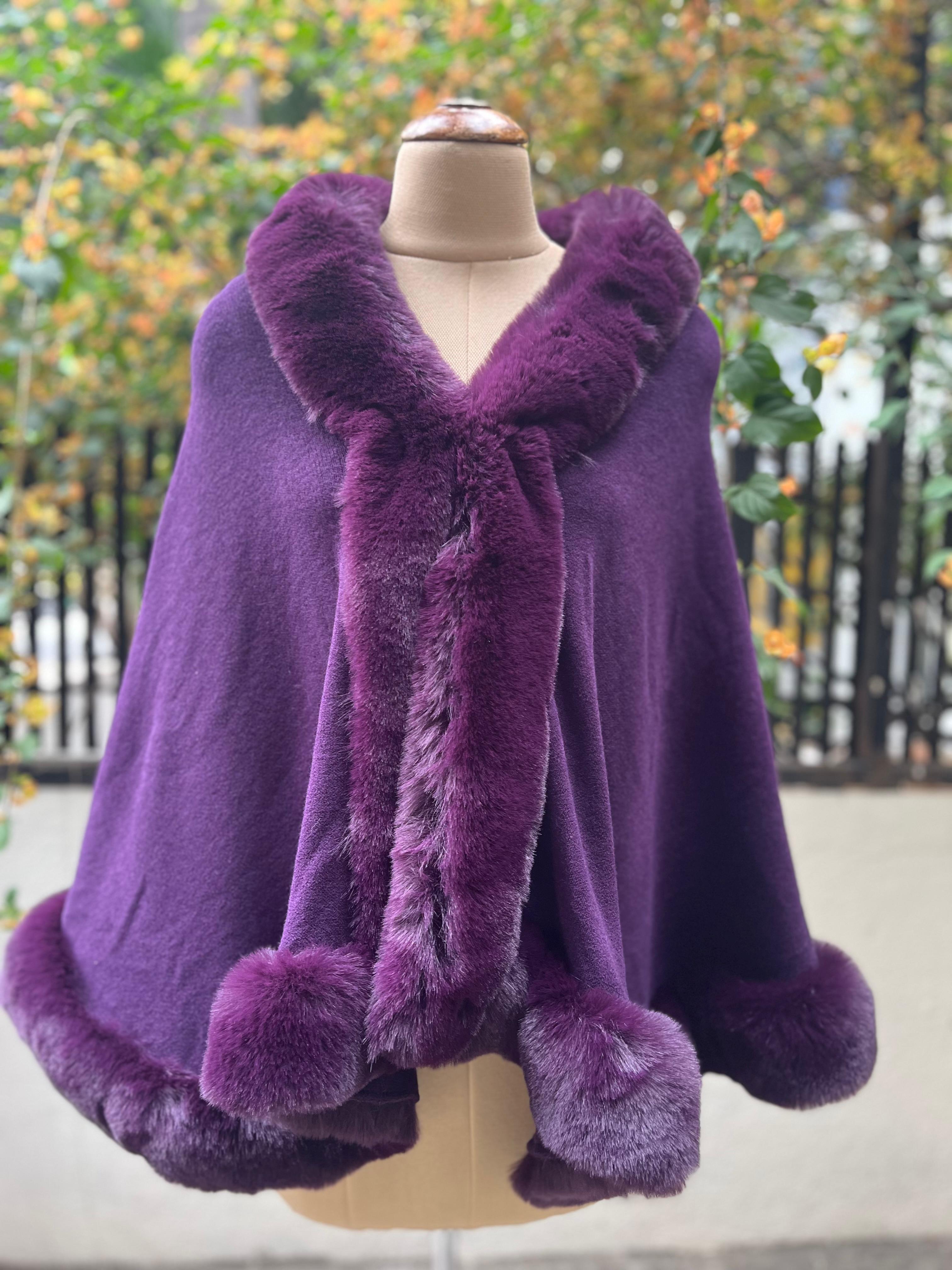 Winter Cape Fur Trim all around Poncho