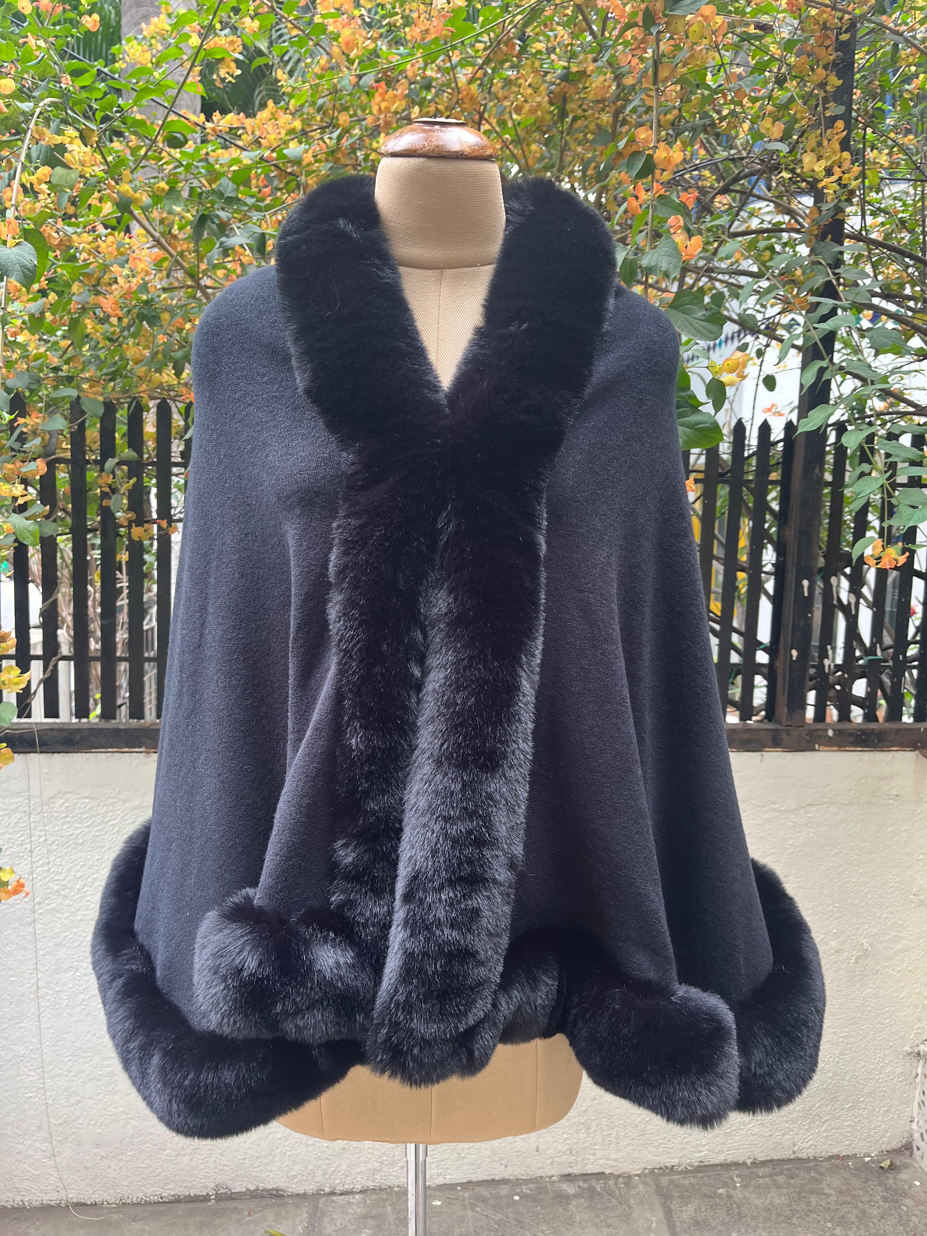 Winter Cape Fur Trim all around Poncho