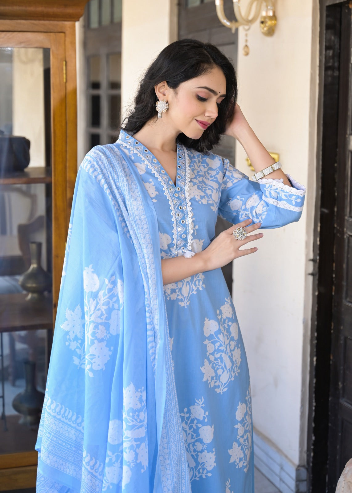 Chic Summer Print Pure Cotton Full Suit Set – A Blend of Comfort and Style-08603-04