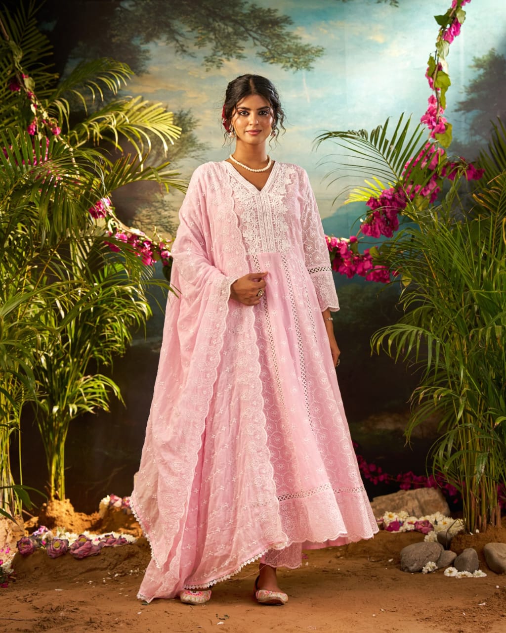 Hot-Selling Anarkali Suit with Exquisite Lace Cutwork Detailing