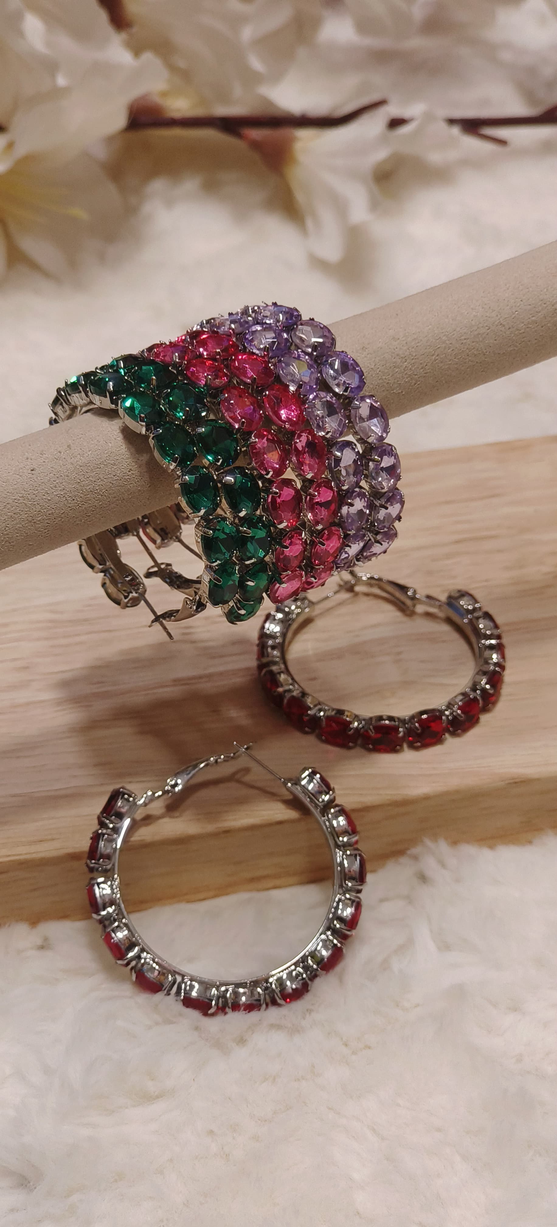 Crystal Hoop  Radiant Silver-Tone Round Hoop Earrings