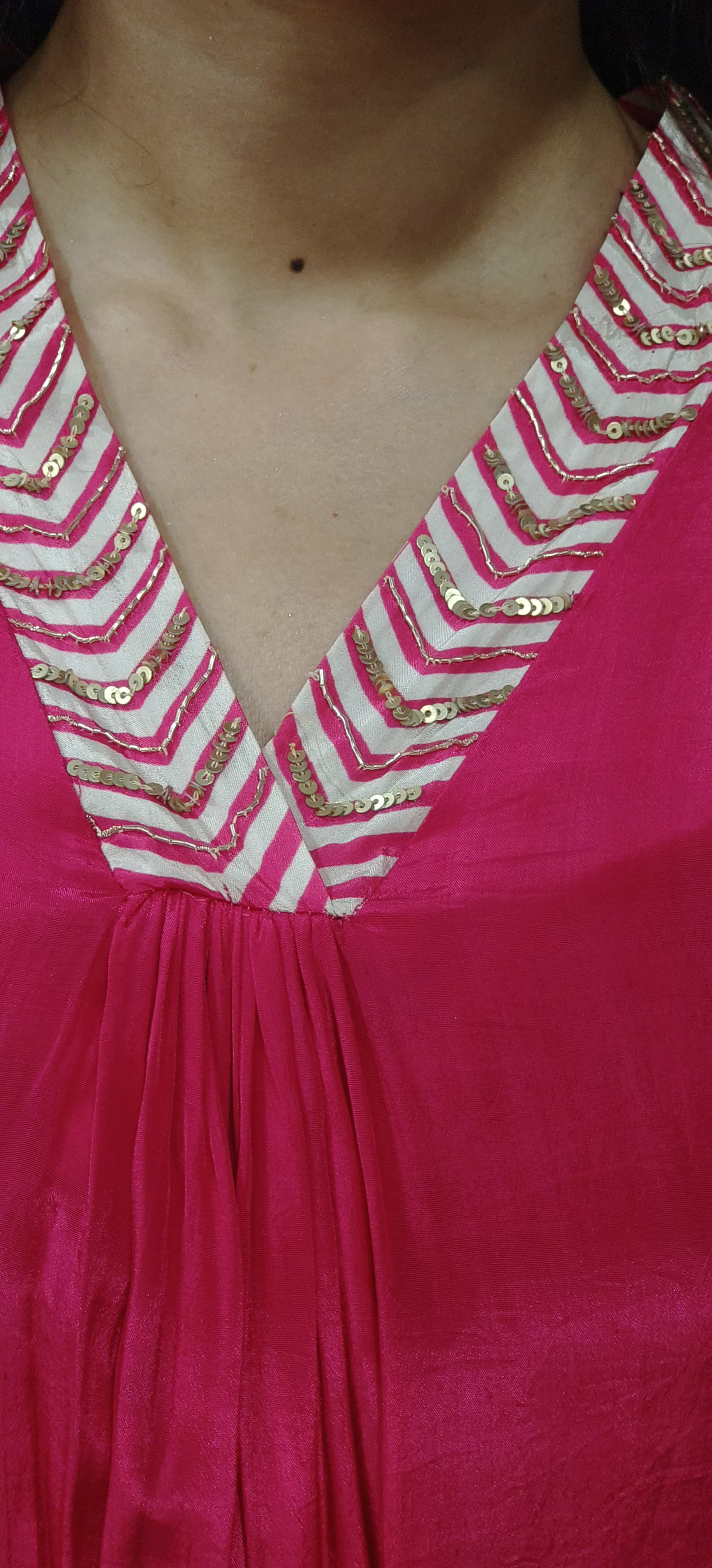 Pink Pure Crepe Silk Full Suit Set With Floral Print Chinon Dupatta-06662