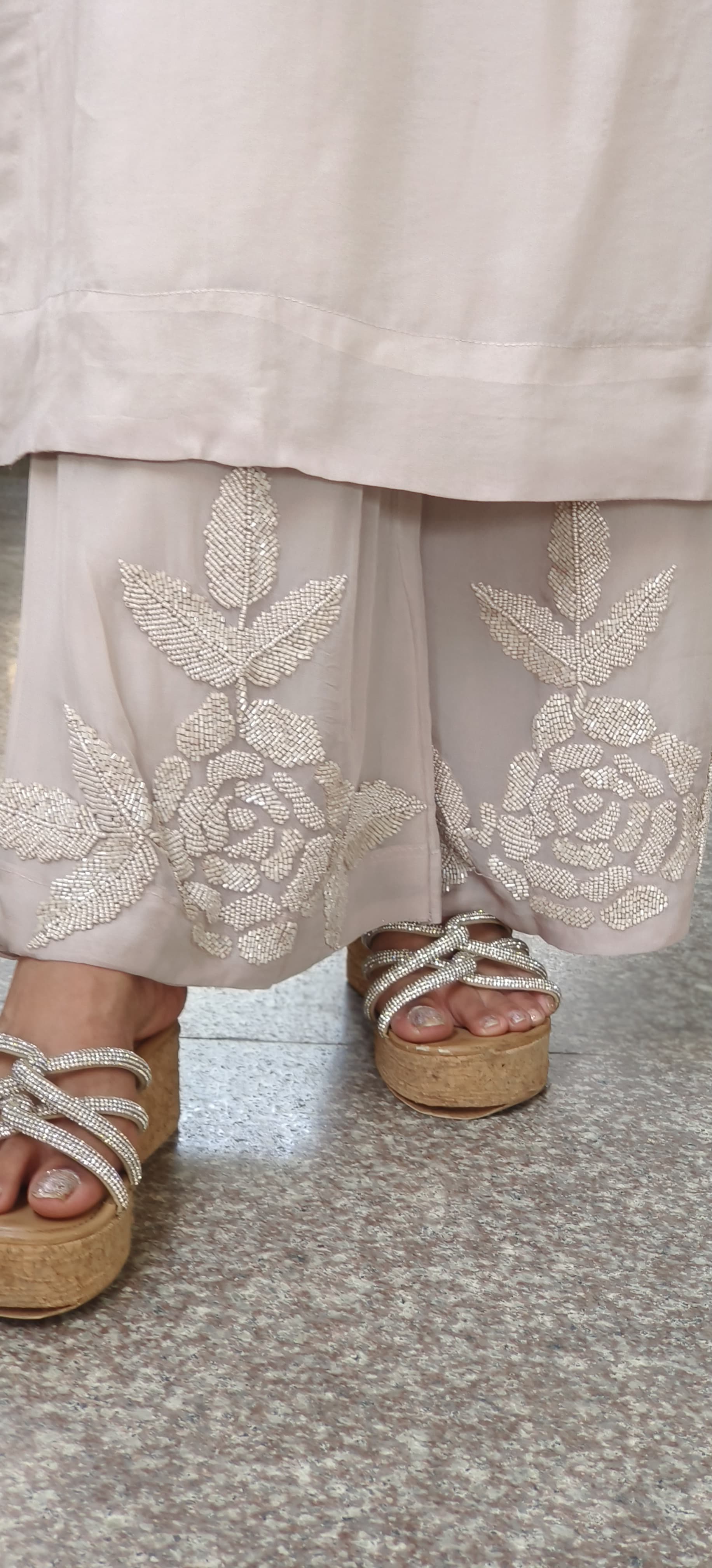 Stone Work Heavy Gorgette Full Kurta Pant Set With Dupatta-9555