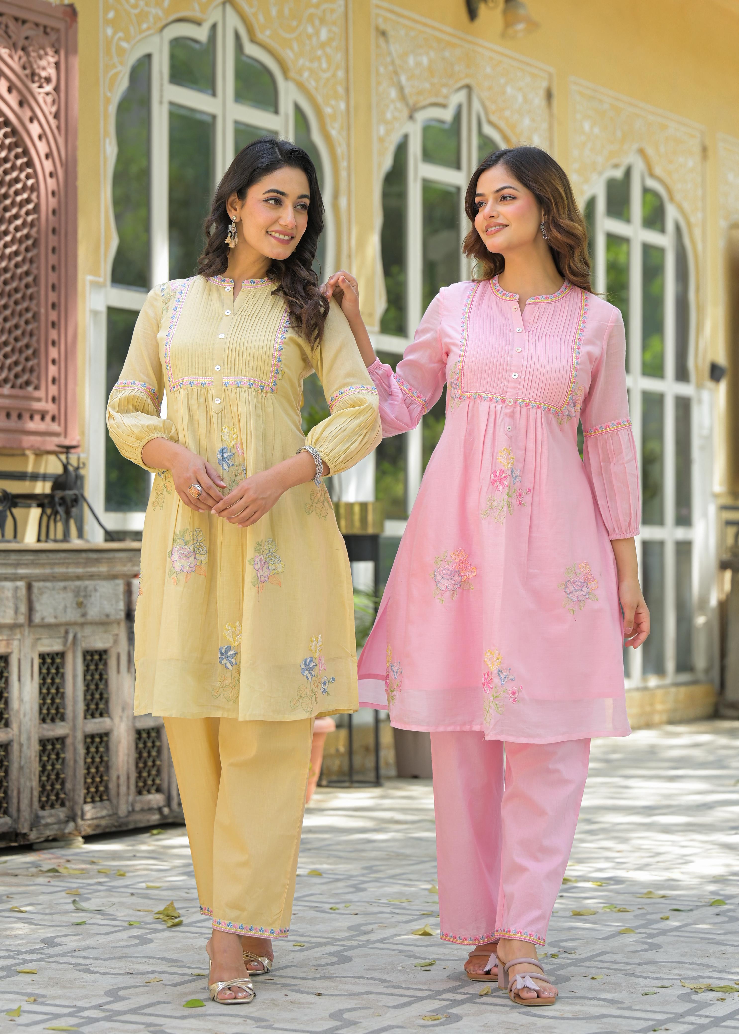 Mall Cotton Embroidered Summer Color Kurta Pant-9596,9597,9595,9599