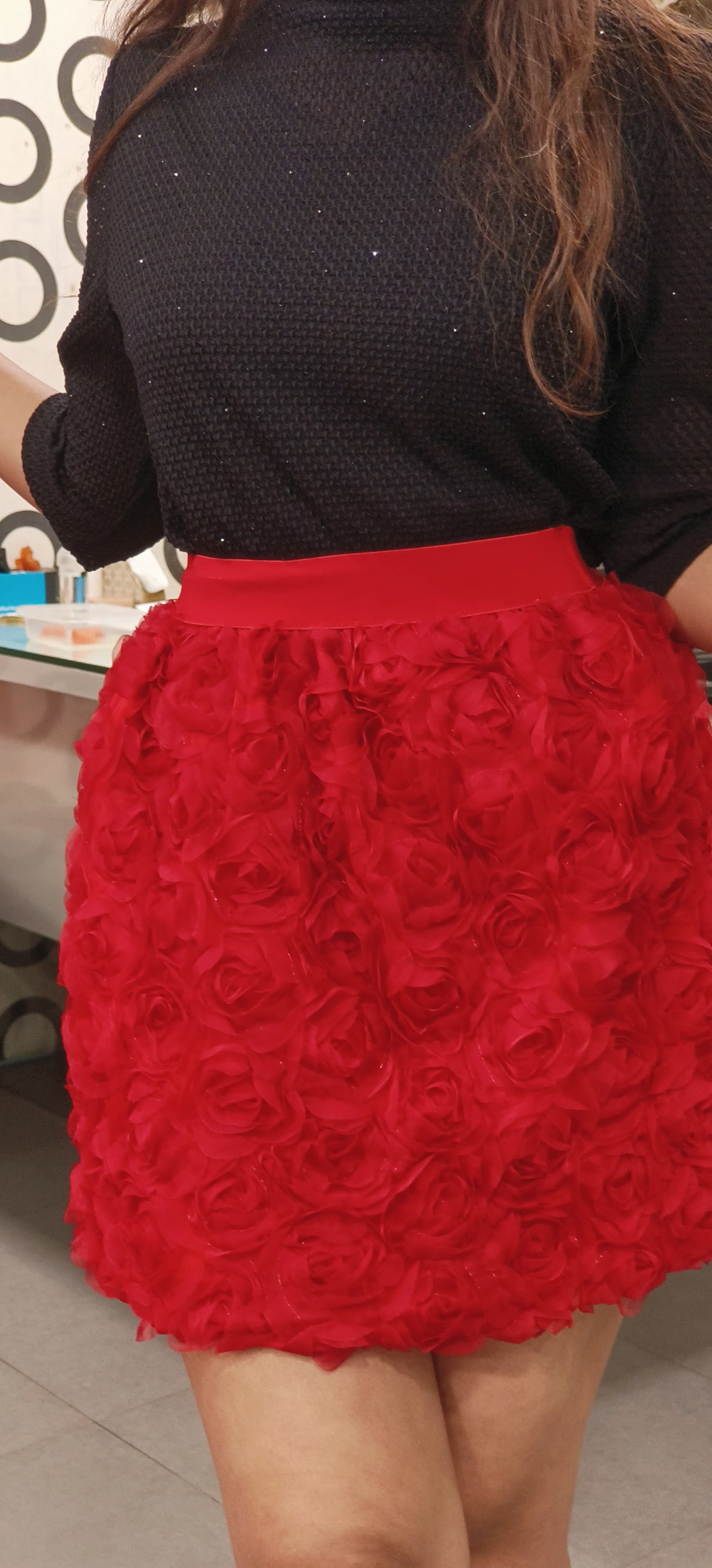 Rose 3D Floral Applique Skirt