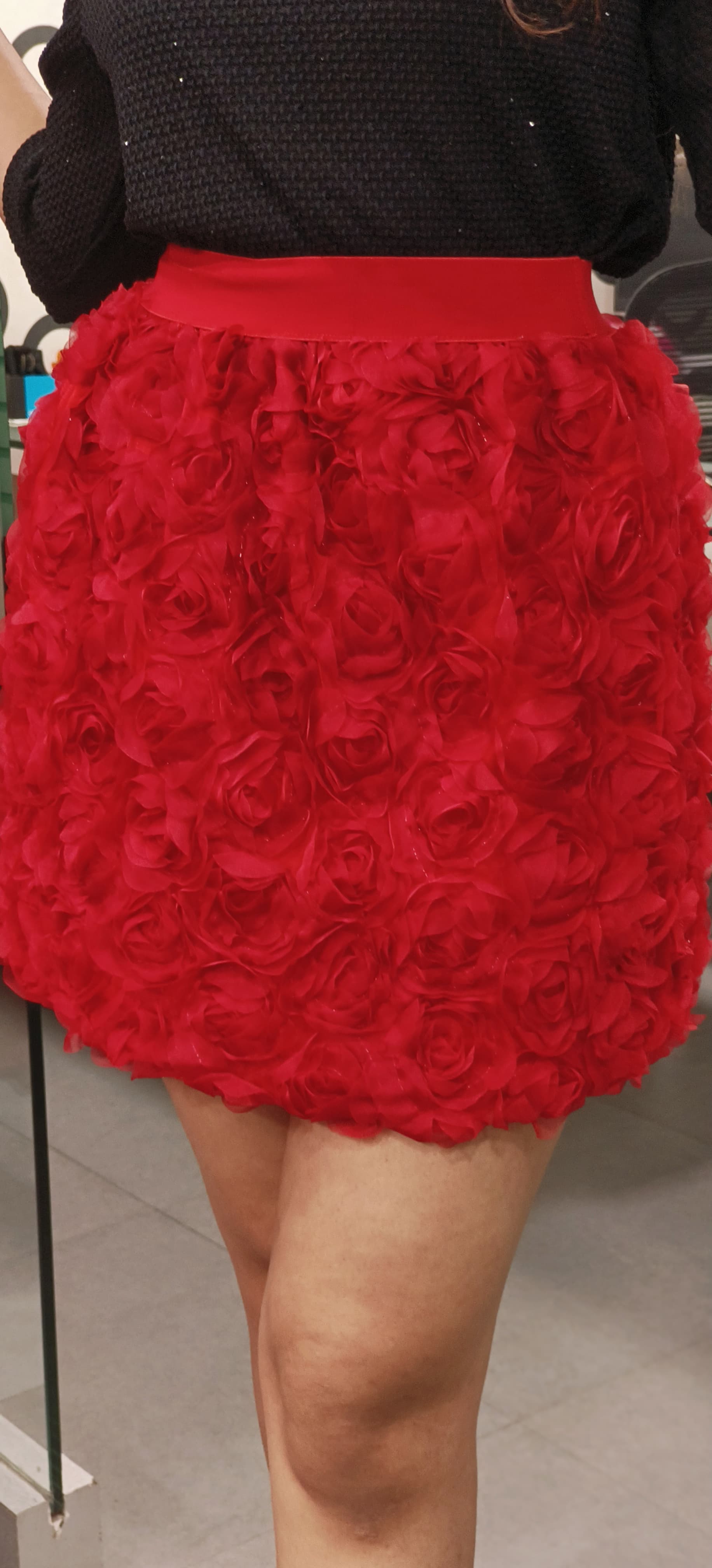 Rose 3D Floral Applique Skirt