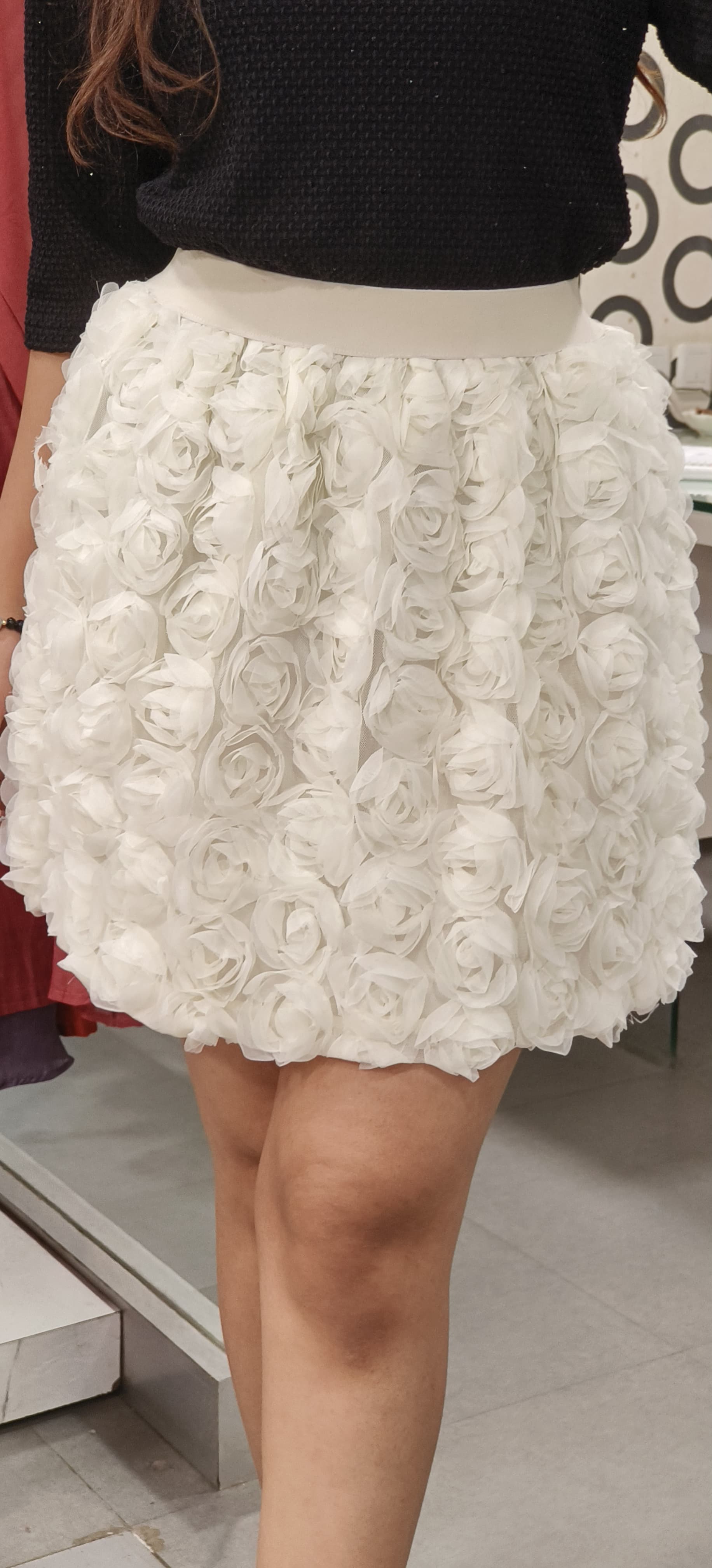 Rose 3D Floral Applique Skirt