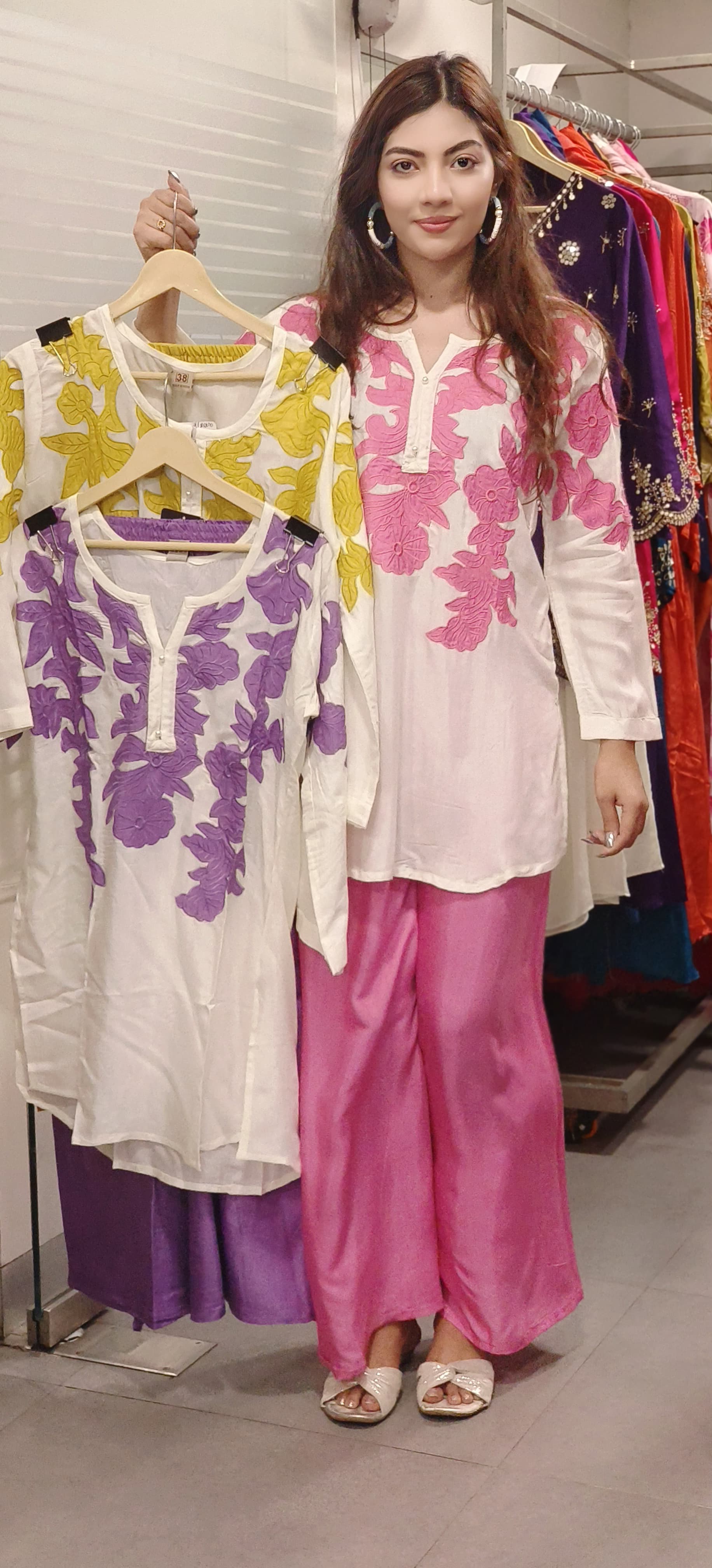 Floral Embroidered Cotton Kurta Pant Set- 09612