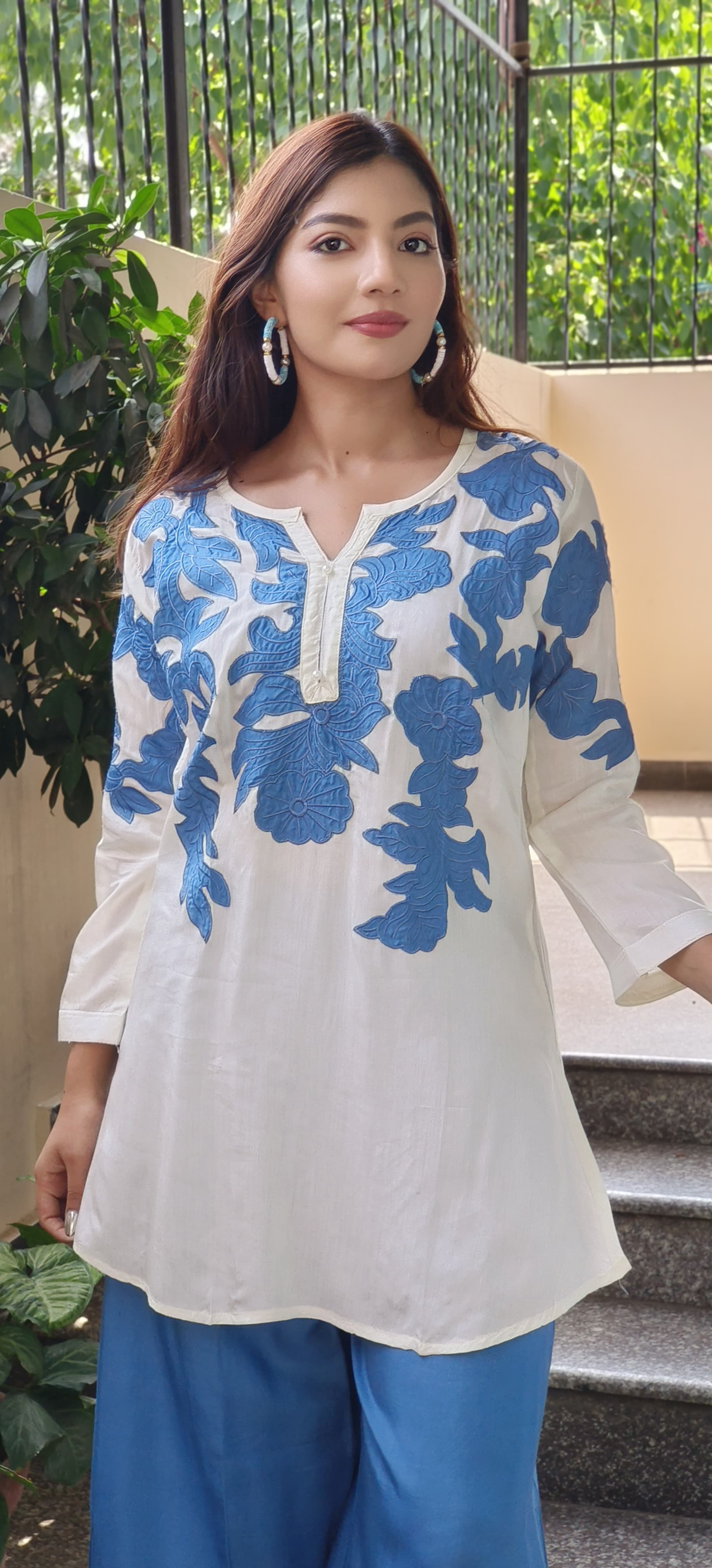Floral Embroidered Cotton Kurta Pant Set- 09612
