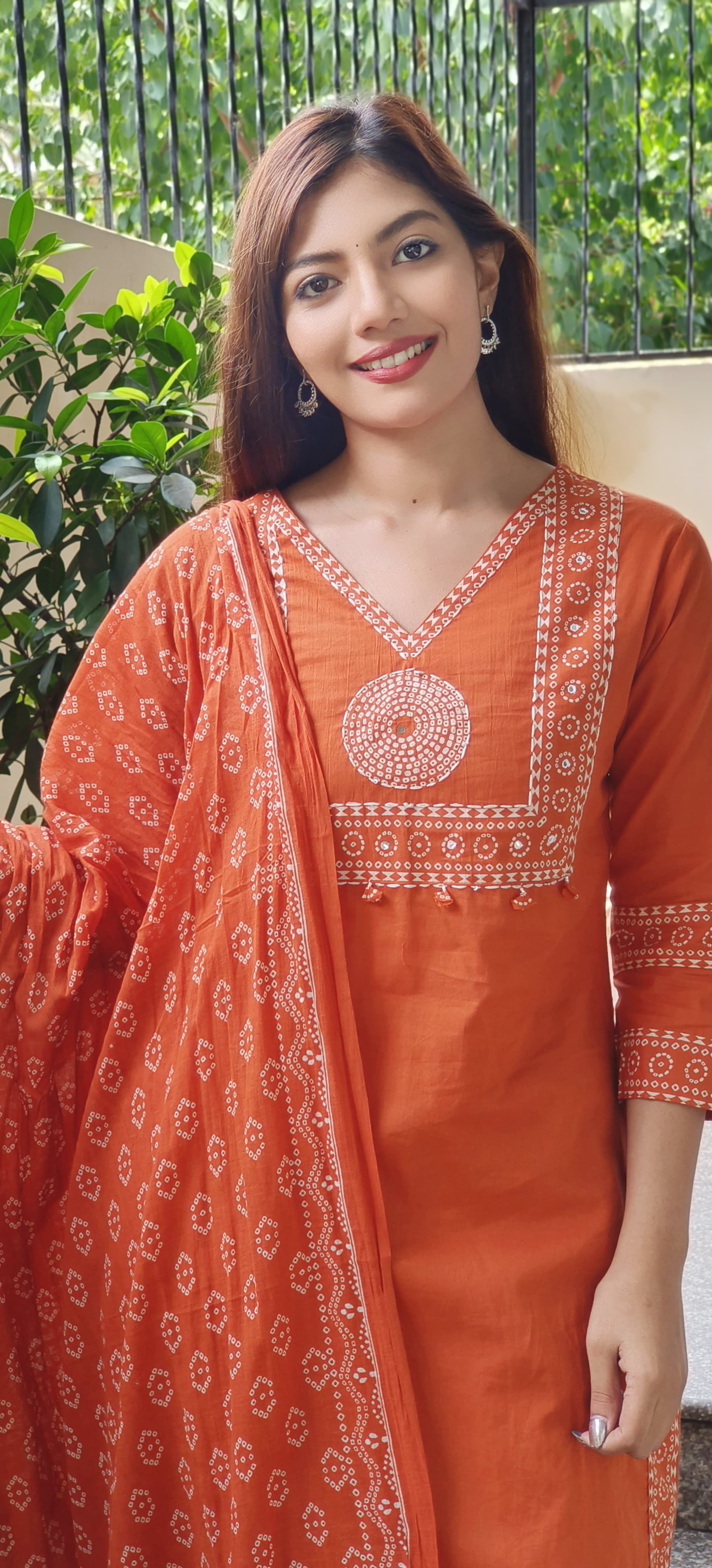 Cotton Symmetrical Print A- Line Kurta Pant Full Set With Dupatta- 09714, 09713, 09712