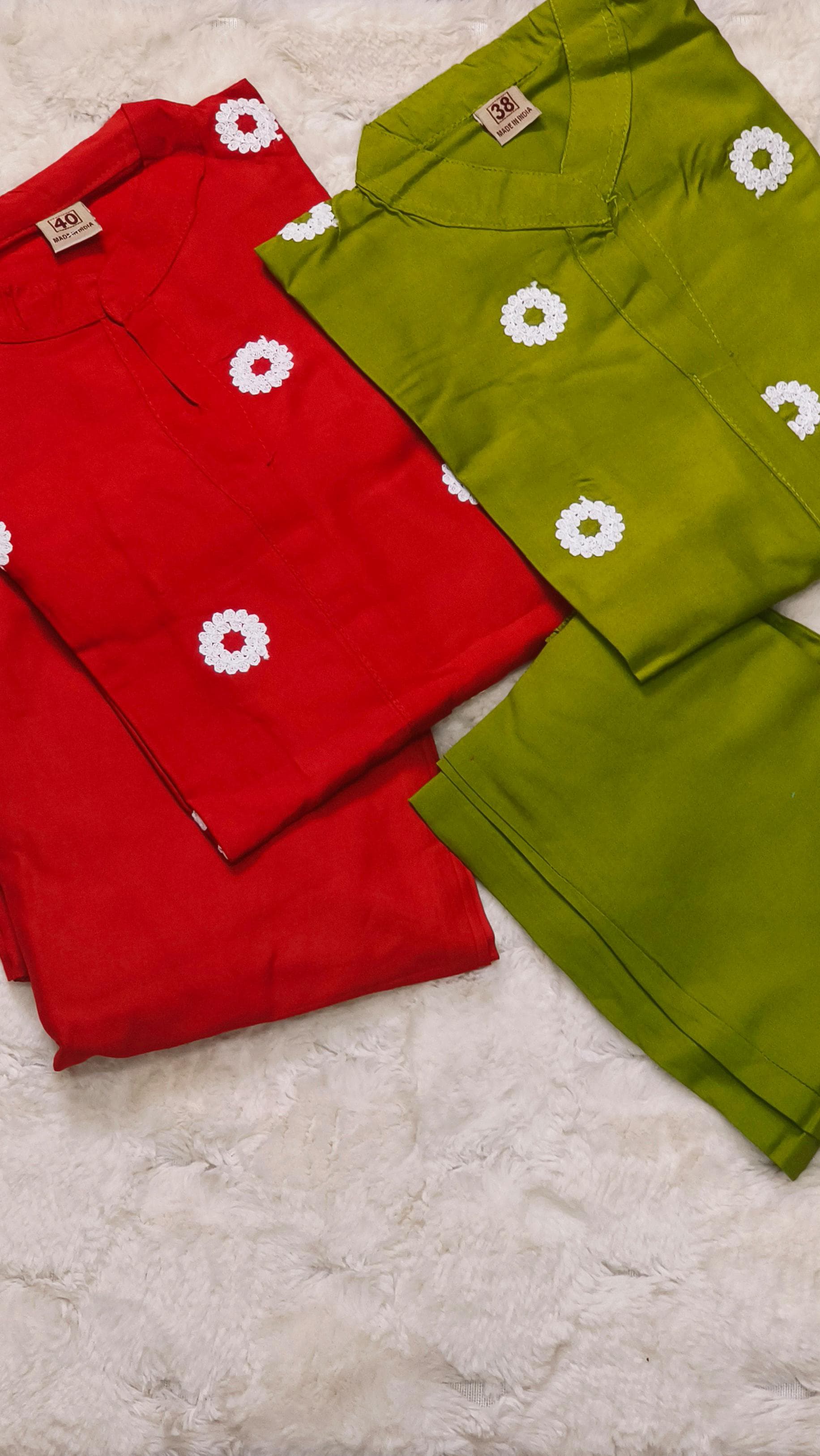Bright Floral Embroidered Cotton Kurta Sets