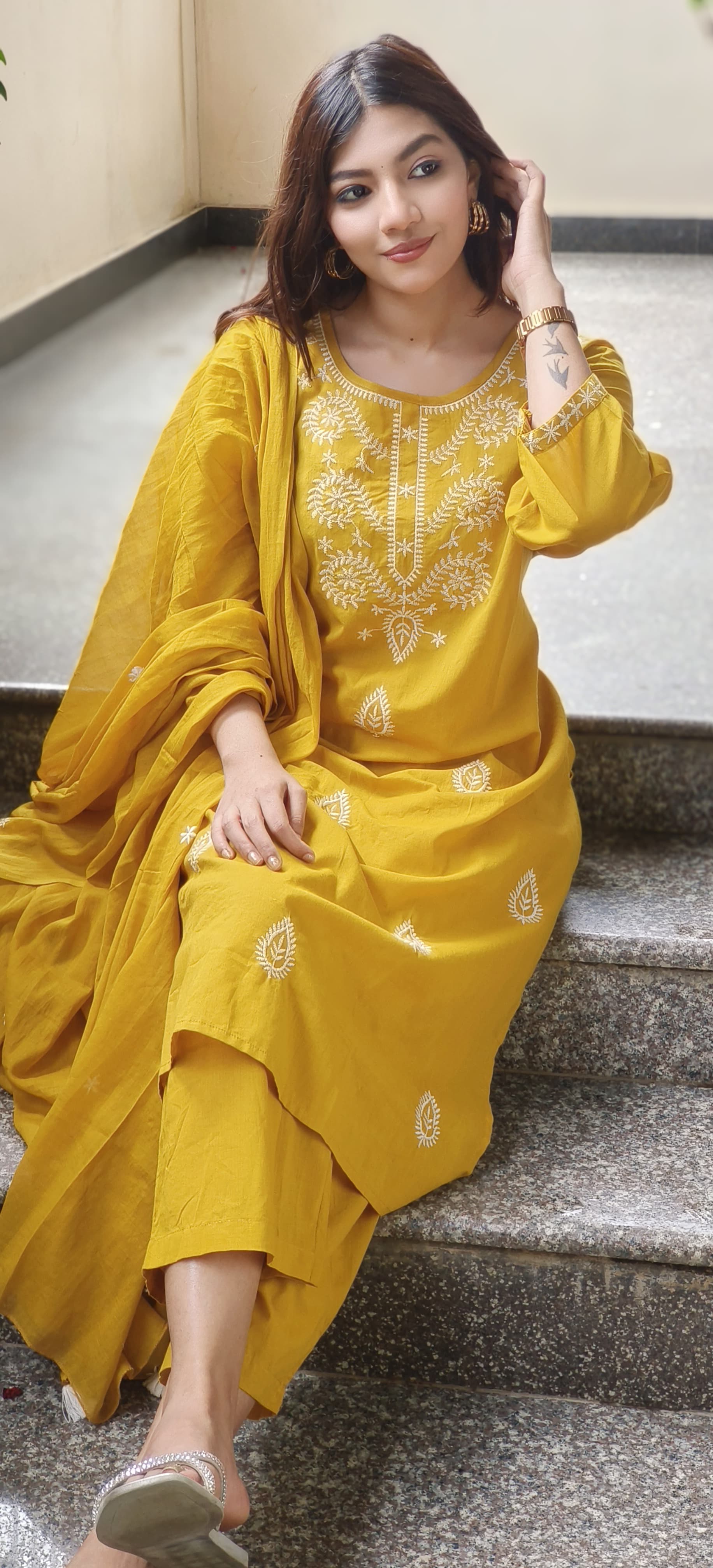 Thread Embroidered Daily Wear Full Suit Set- 10117