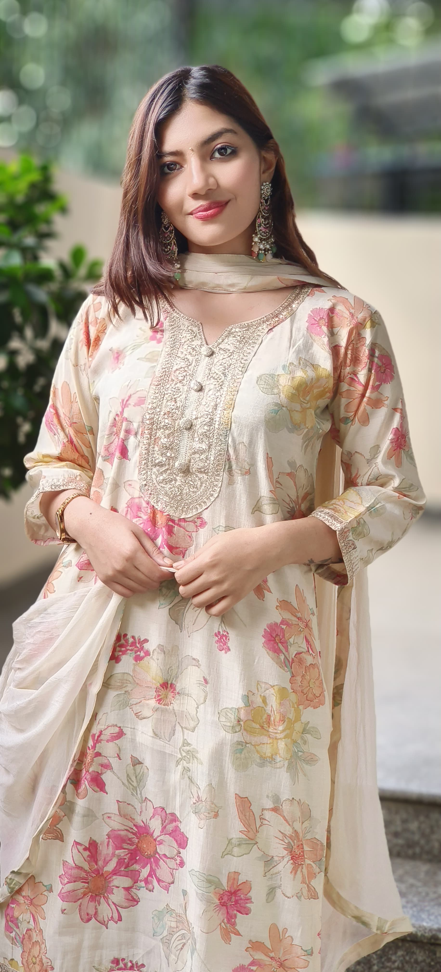 Ready To Wear Floral Printed Full Suit Set In Modal Muslin Fabric- 10147, 10148 & 10149