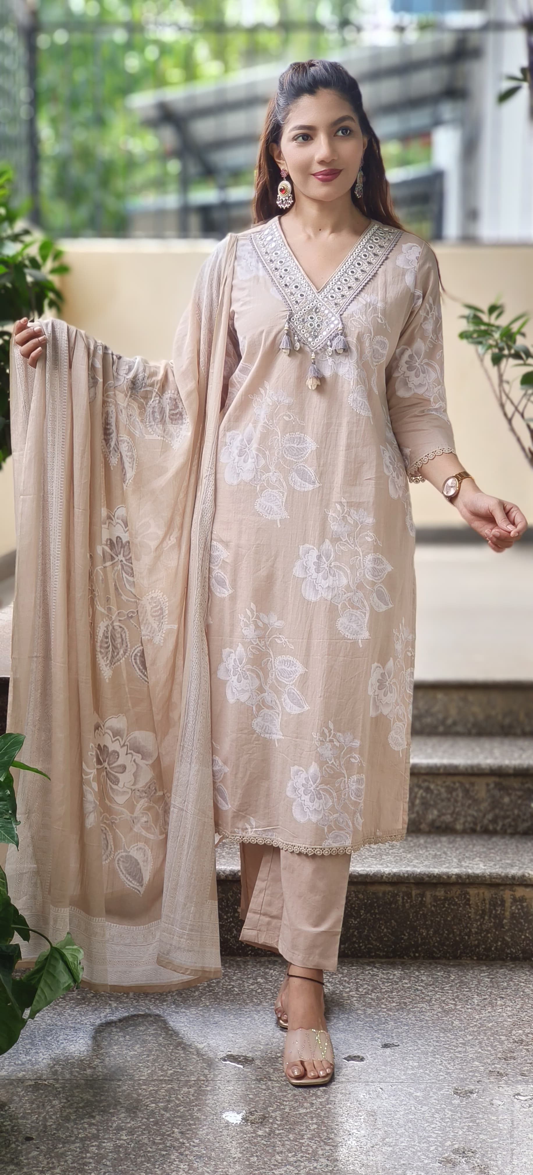 Zehra Embroidered Elegance Full Suit Set With Dupatta In Cotton Fabric