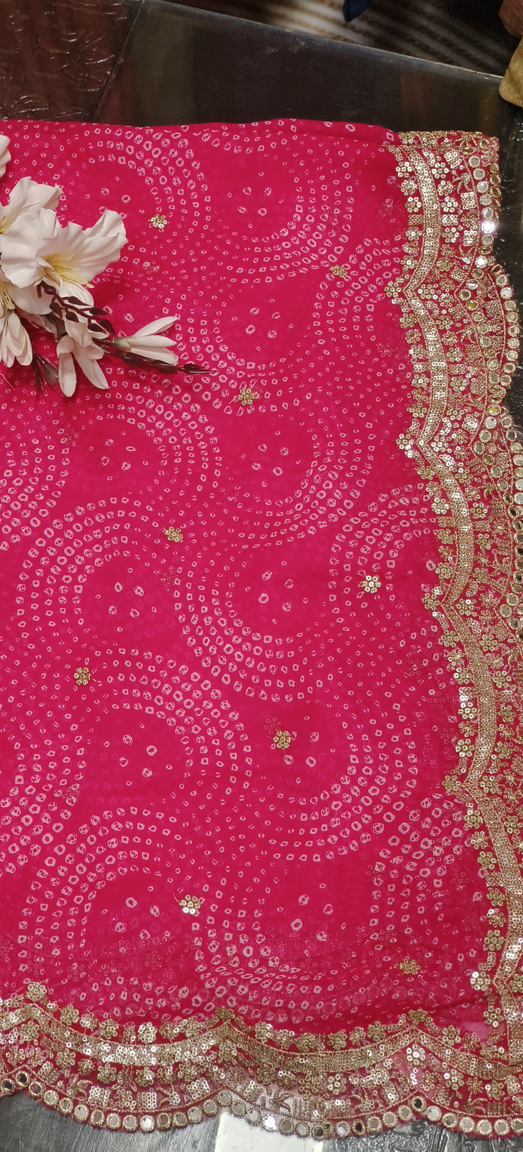 Vibrant Shade Round Bandhej Dupatta