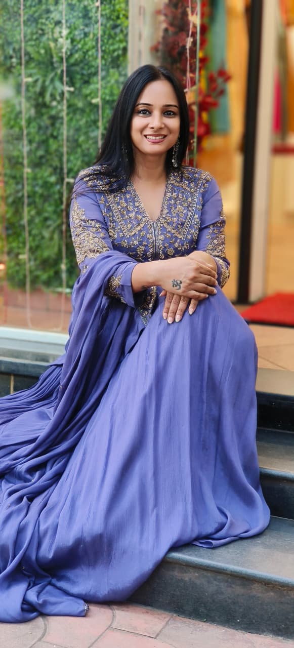 Graceful Purple Heavy Handwork Designer Party Wear