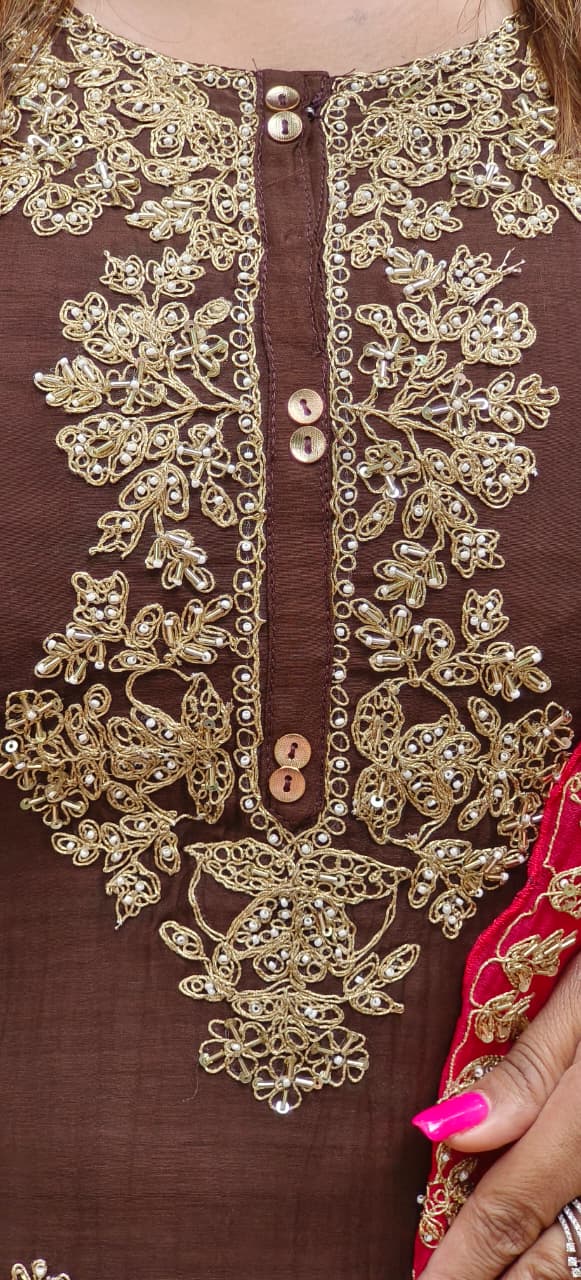 Beautiful Zardosi Suttle Handwork Full Suit Set With Dupatta