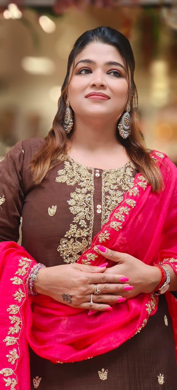 Beautiful Zardosi Suttle Handwork Full Suit Set With Dupatta
