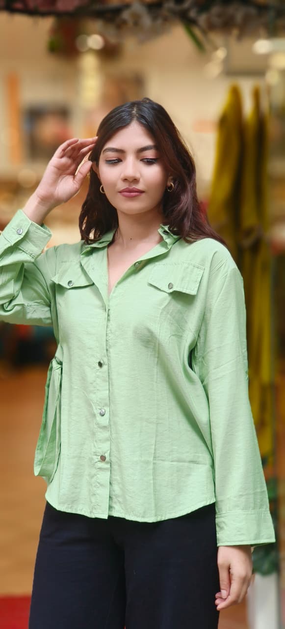 Evergreen Breeze Collared With Pocket Shirt