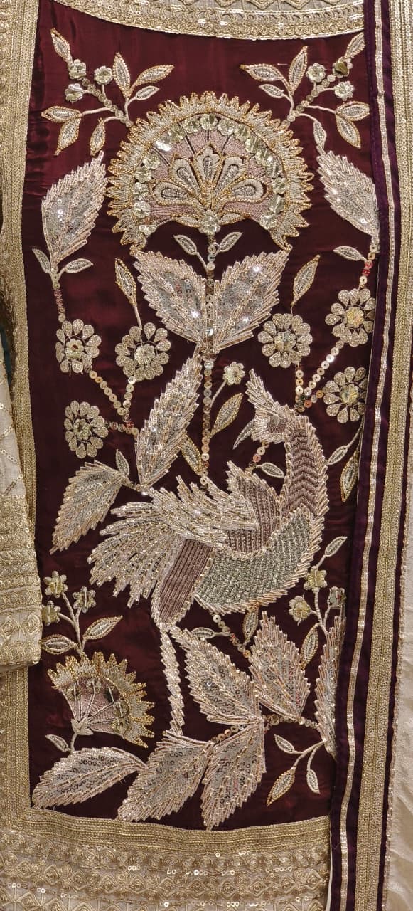 Royal Zardosi Work Shimmering Grace Short Kurta With Heavy Bordered Loose Palazzo Bottom & Dupatta