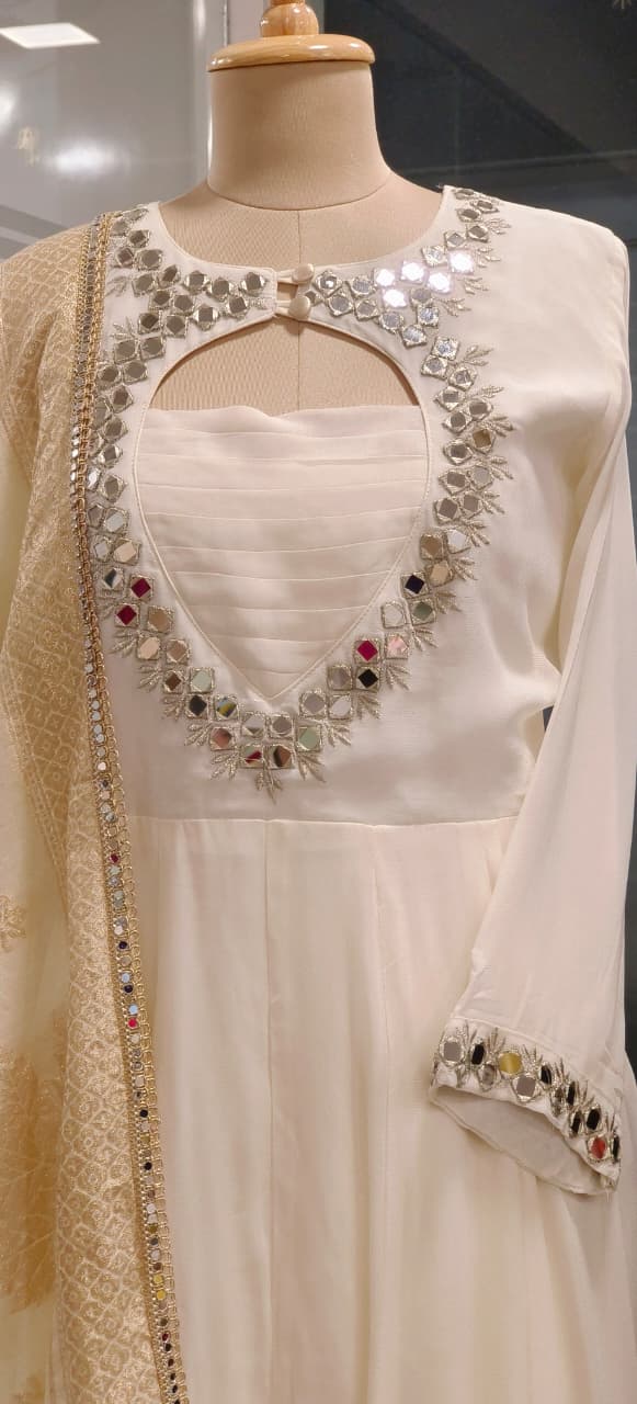 Real Mirror Elegance Twilight Glow Solid Anarkali Full Suit Set With Dupatta In Georgette Fabric- 11179, 11180
