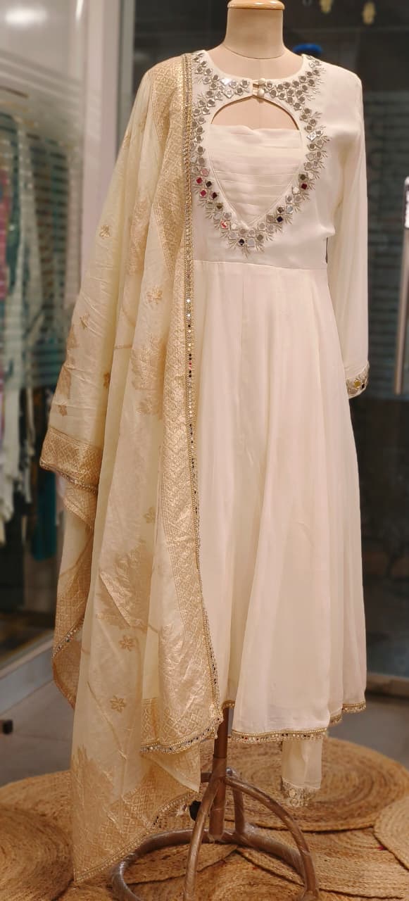 Real Mirror Elegance Twilight Glow Solid Anarkali Full Suit Set With Dupatta In Georgette Fabric- 11179, 11180
