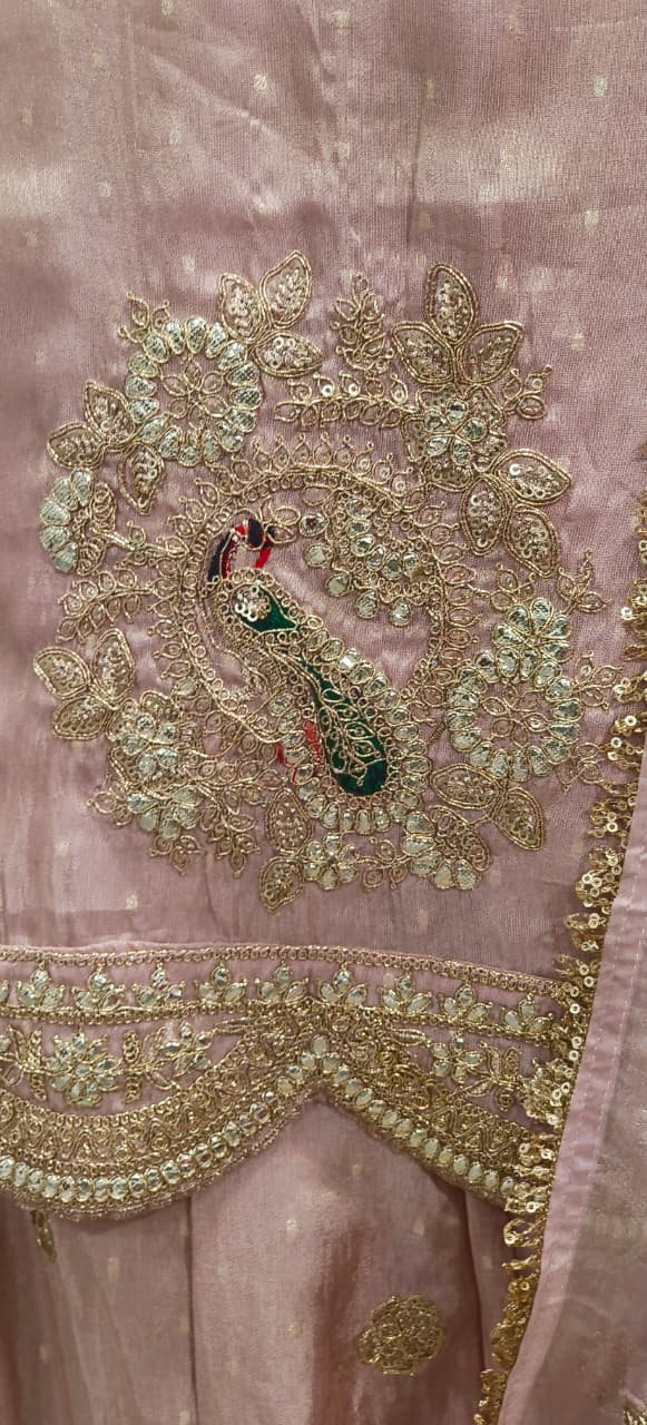 Pastel Elegance Banarasi Golden Touch Zardosi Full Suit Set With Panel Palazzo & Dupatta- 11037, 11038
