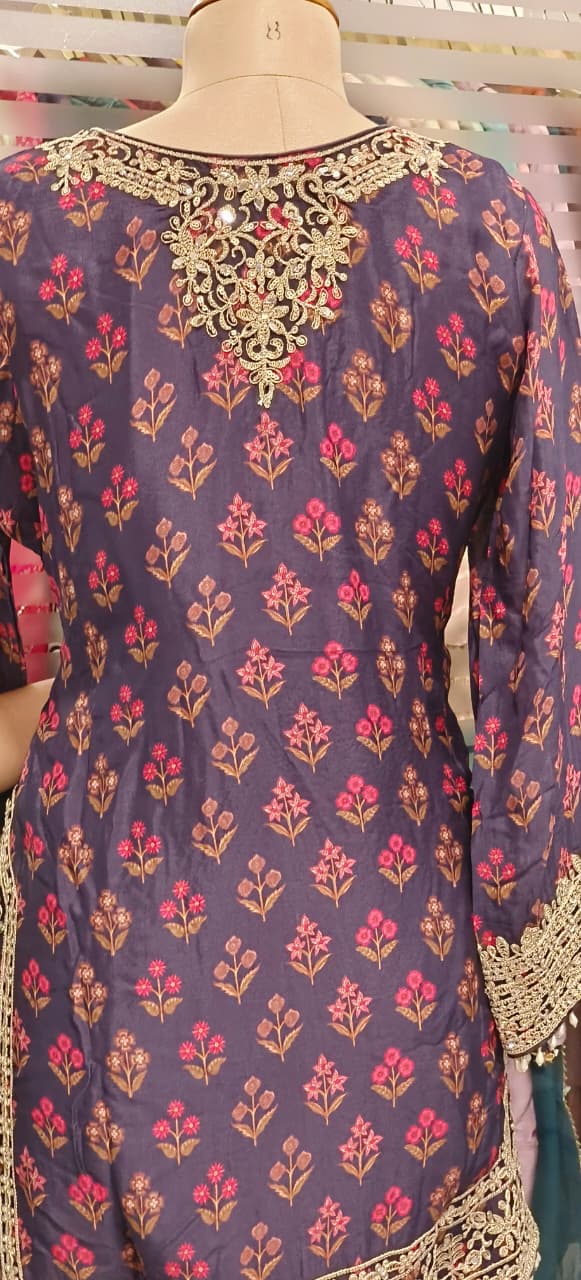 Designer Hand With Machine Work Vibrant Printed Full Suit Set With Dupatta In Pure Fabric- 11638, 11639