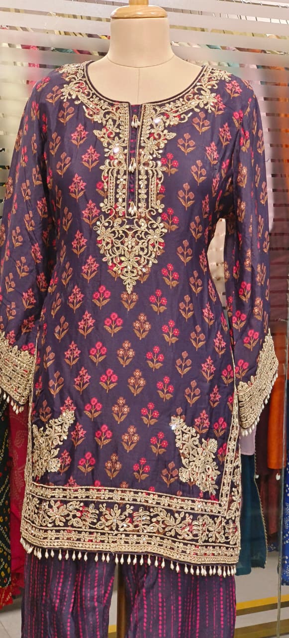 Designer Hand With Machine Work Vibrant Printed Full Suit Set With Dupatta In Pure Fabric- 11638, 11639