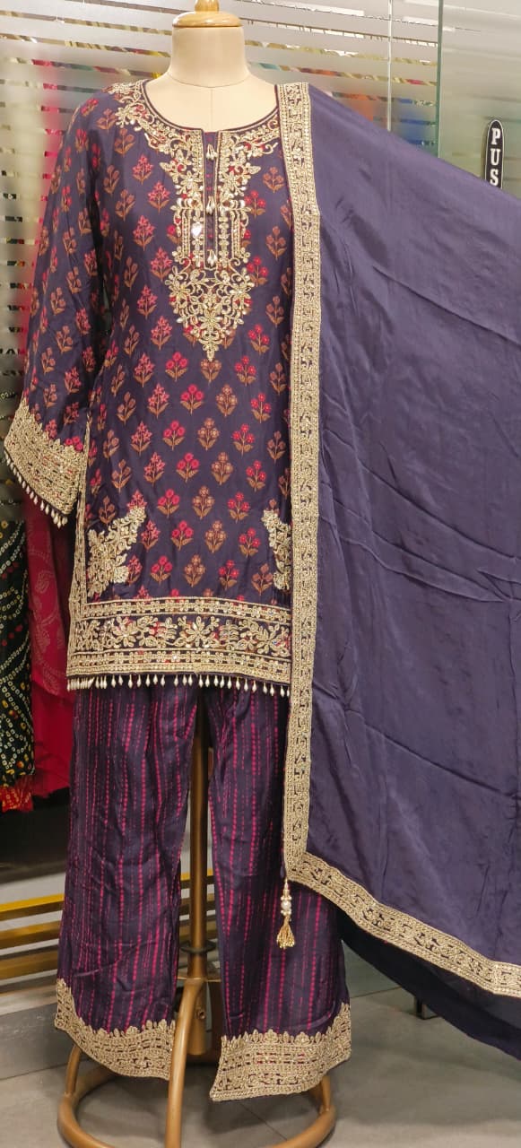 Designer Hand With Machine Work Vibrant Printed Full Suit Set With Dupatta In Pure Fabric- 11638, 11639