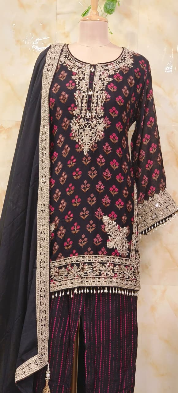 Designer Hand With Machine Work Vibrant Printed Full Suit Set With Dupatta In Pure Fabric- 11638, 11639