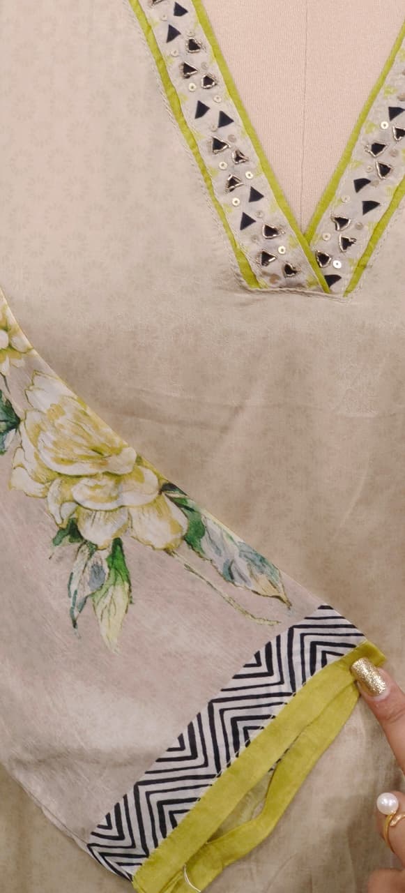 Soft Look Very Decent Digital Floral Printed  Full Suit Set With Dupatta In Silk Fabric- 11705