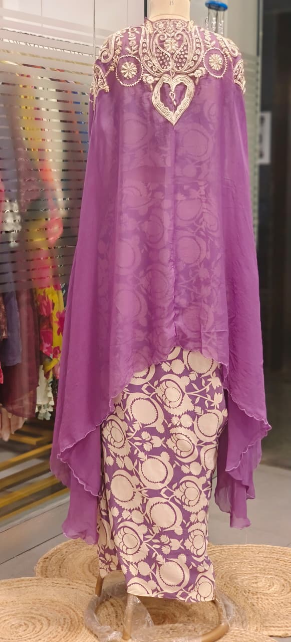 Regal Zari Embroidered Crop Top With Drape Skirt & Cut Work Shrug In Crepe Fabric- 11733, 11734