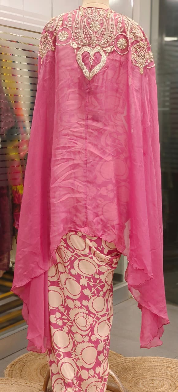 Regal Zari Embroidered Crop Top With Drape Skirt & Cut Work Shrug In Crepe Fabric- 11733, 11734