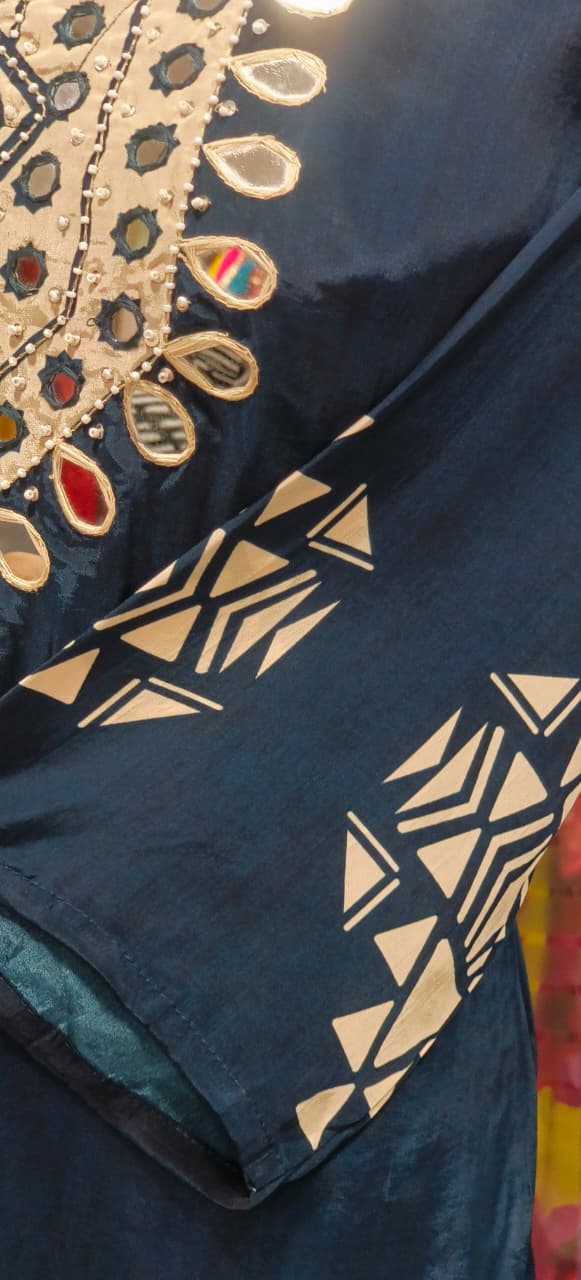 Graceful Real Mirror Yoke Unique Yoke Full Suit Set With Dupatta In Crepe Fabric- 11777, 11778