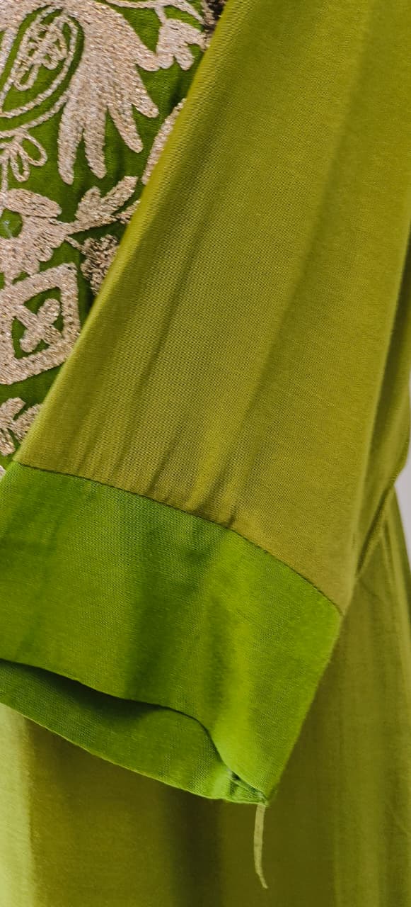 Imported Crepe Embroidered Zari Yoke Long Gown- 12087,12088