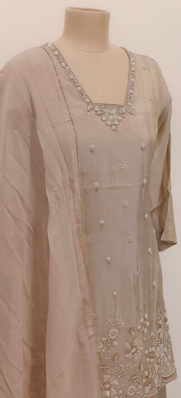 Premium Shimmer Tissue Fabric Partywear Kurta With Elegant Cut Dana Sequin Embroidery Kurta With Loose Bottom Full Suit Set-12128,27