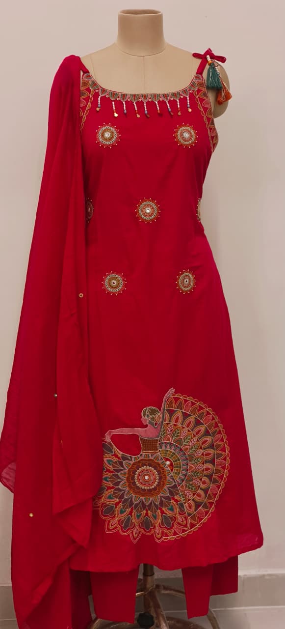 Sleeveless Bohemian Style Cotton Noodle Strap Full Thread Embroidery Tassel Details And Matching Bottom-11803,11804