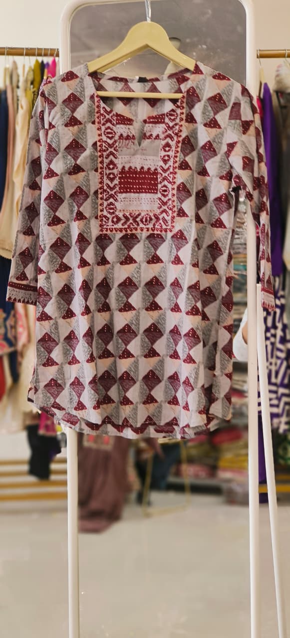 Summer Printed Pure Cotton Short Kurti-12321,12325,12320