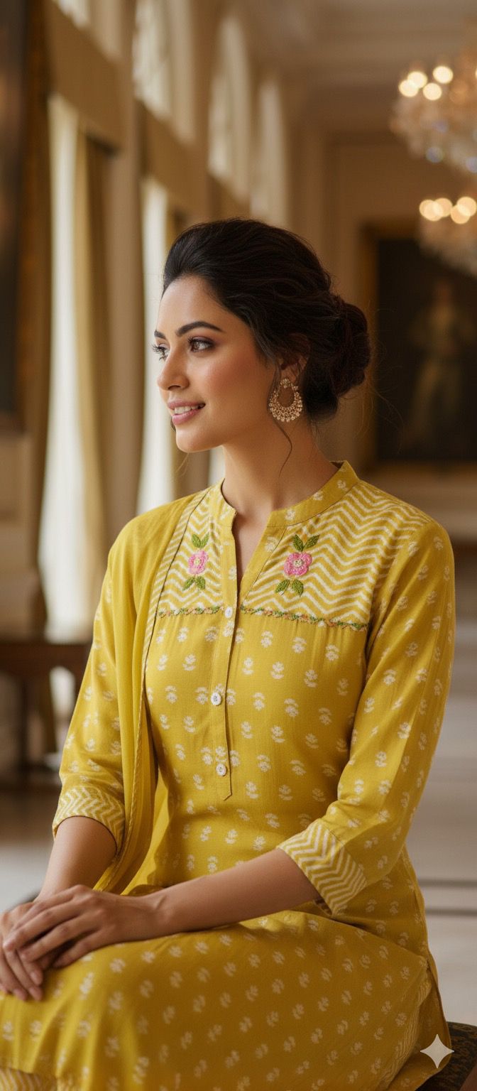 Pure A Line Cotton Printed Embroidered Kurta Set in  with Dupatta-12284,12285