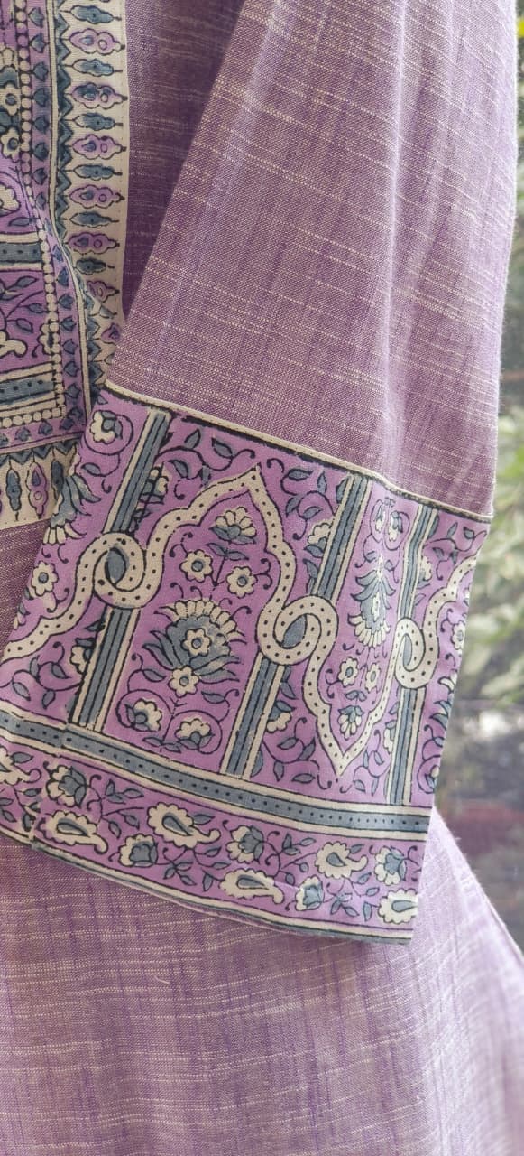 Beautiful Light Shade Block Print Yoke Premium Handloom Cotton Kurta Pant Dupatta Set with Dupatta-12287,12288